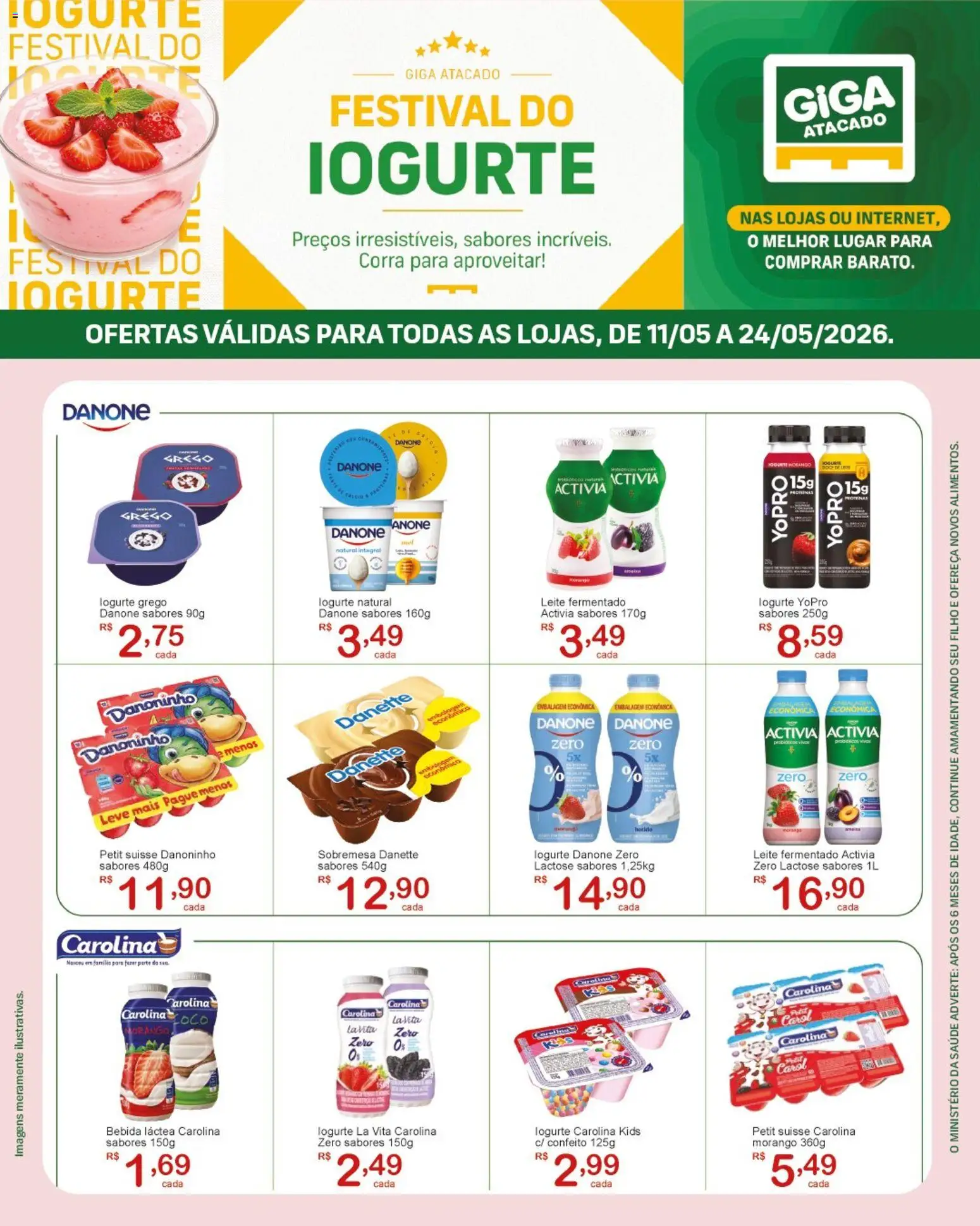 GIGA Atacado Folheto - válido de 11.05.2026 | Página: 1 | Produtos: Leite, Iogurte, Bebida, Leite fermentado