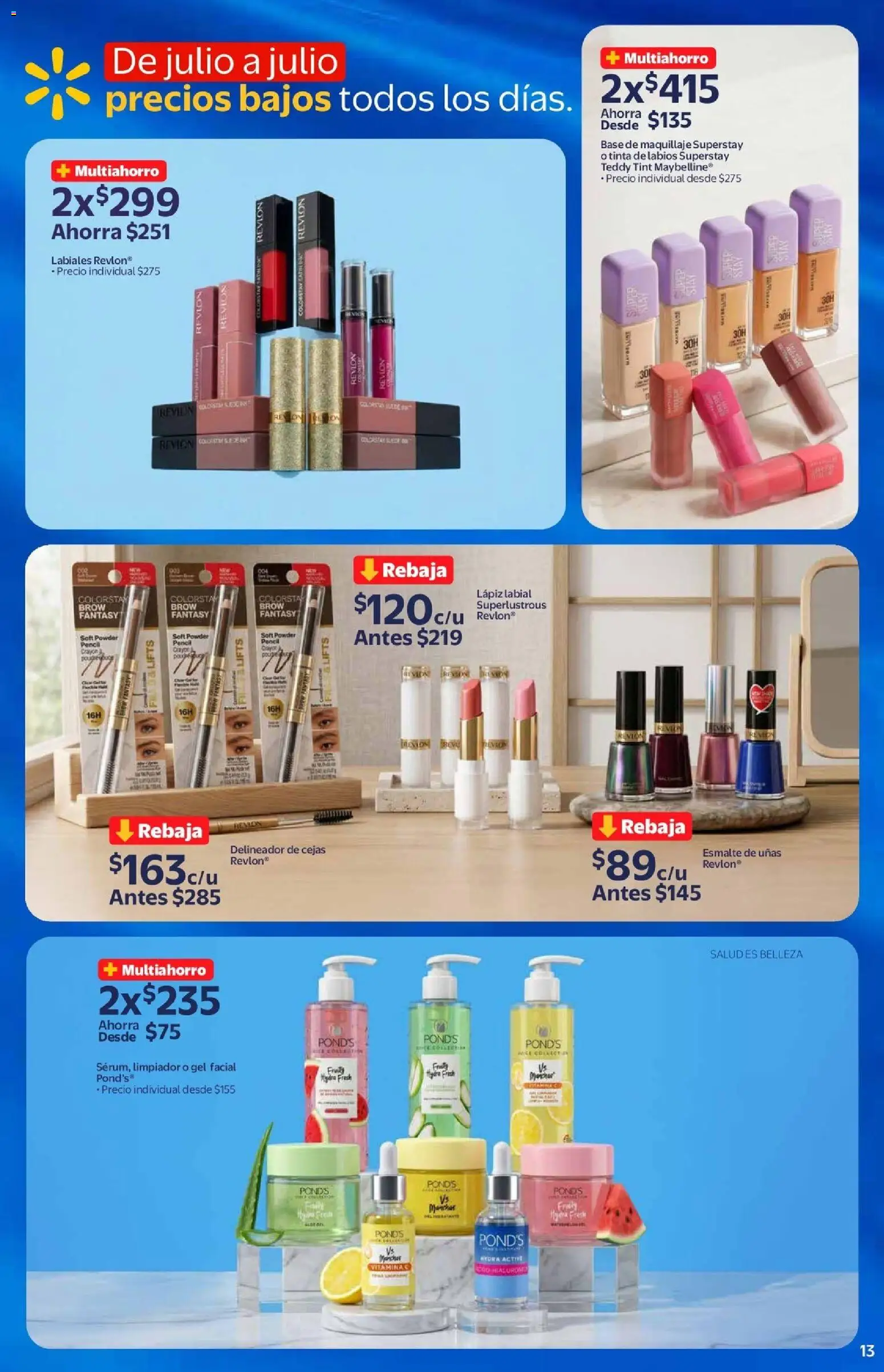 Nuevas ofertas de Walmart válidas en toda la República Mexicana desde el 03/06/2026. ¡Encuentra las mejores ofertas en Walmart folleto! | Página: 13 | Productos: Limpiador, Delineador, Lápiz labial, Esmalte de uñas