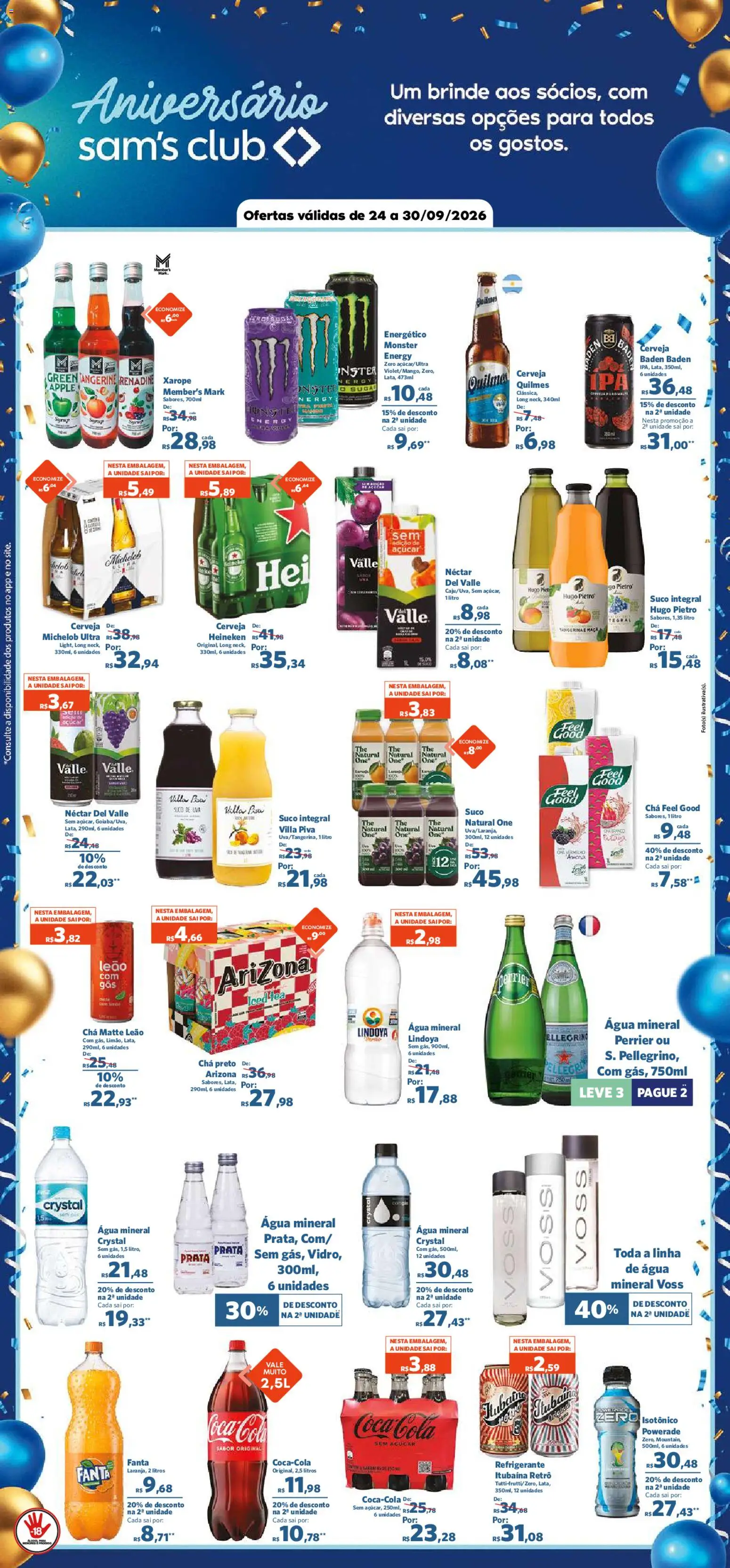 Sam's Club Folheto - válido de 24/09/2026 | Página: 6 | Produtos: Chá preto, Cola, Água, Heineken
