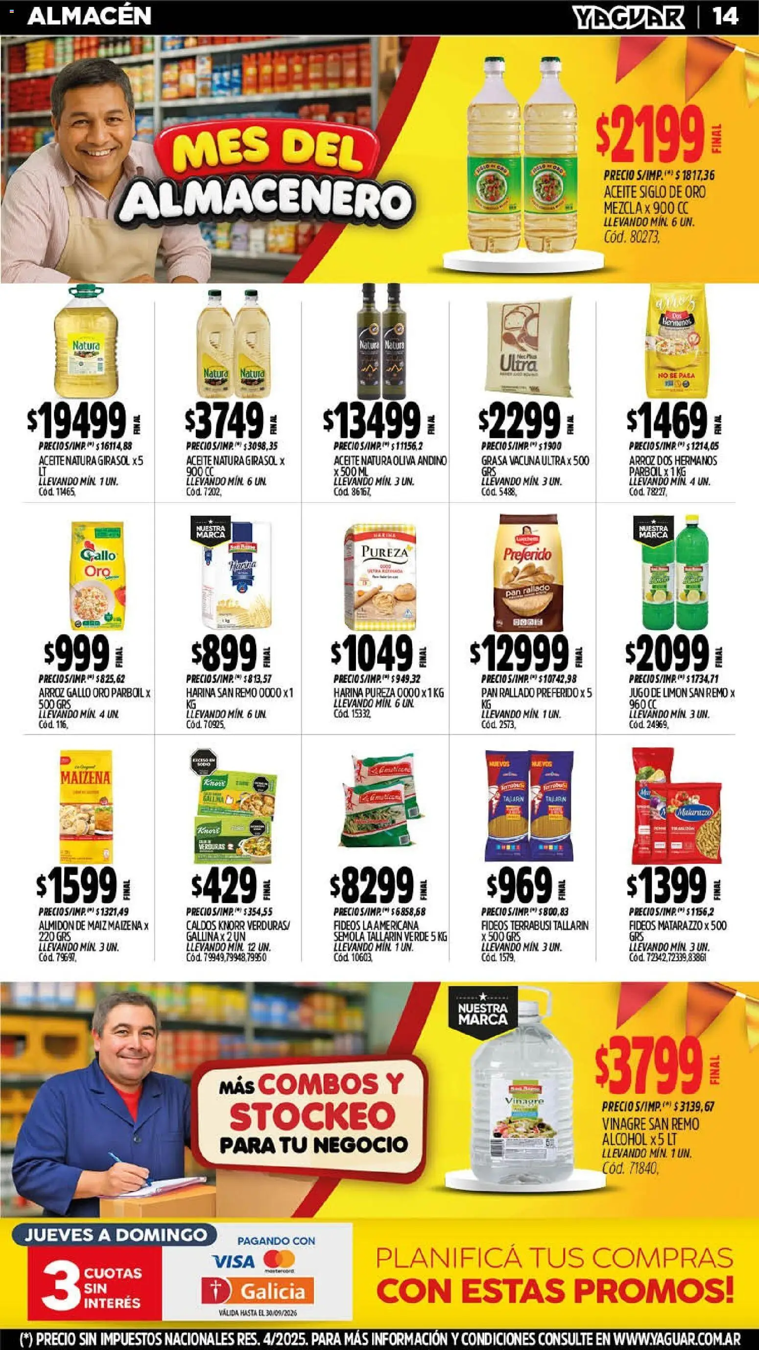Yaguar - Oferta Semanal Jujuy │ válido desde el 07/09/2026 | Página: 13 | Productos: Vinagre, Pan, Jugo, Alcohol