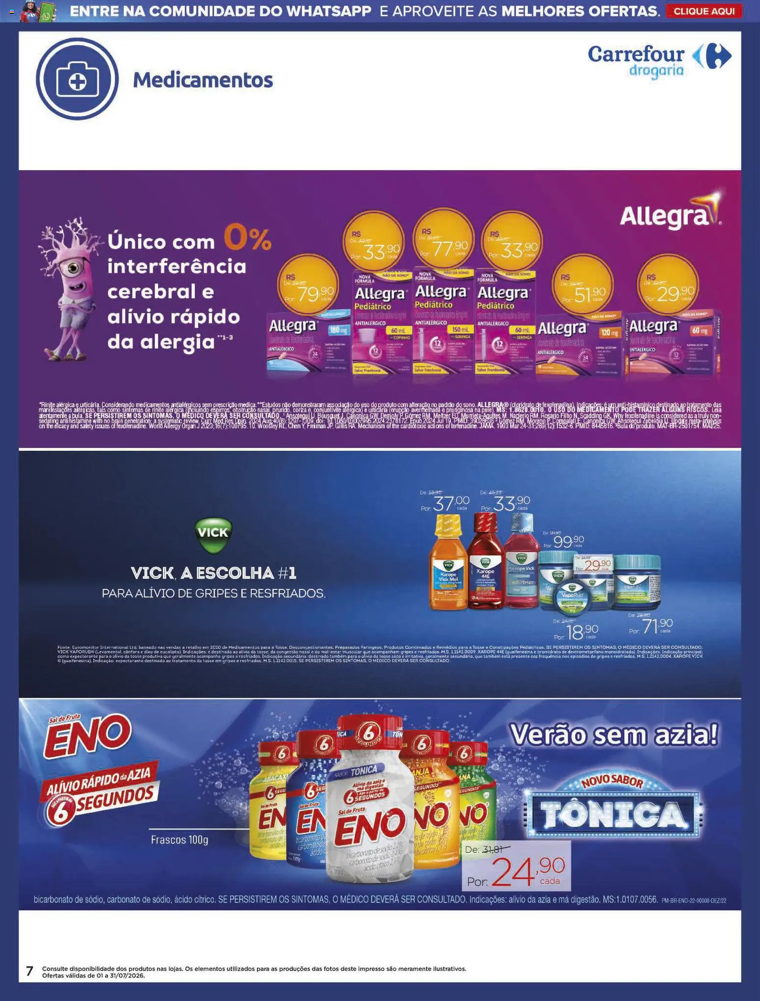 Carrefour Folheto - válido de 01/07/2026 | Página: 7 | Produtos: Mel, Xarope, Sal, Remédios
