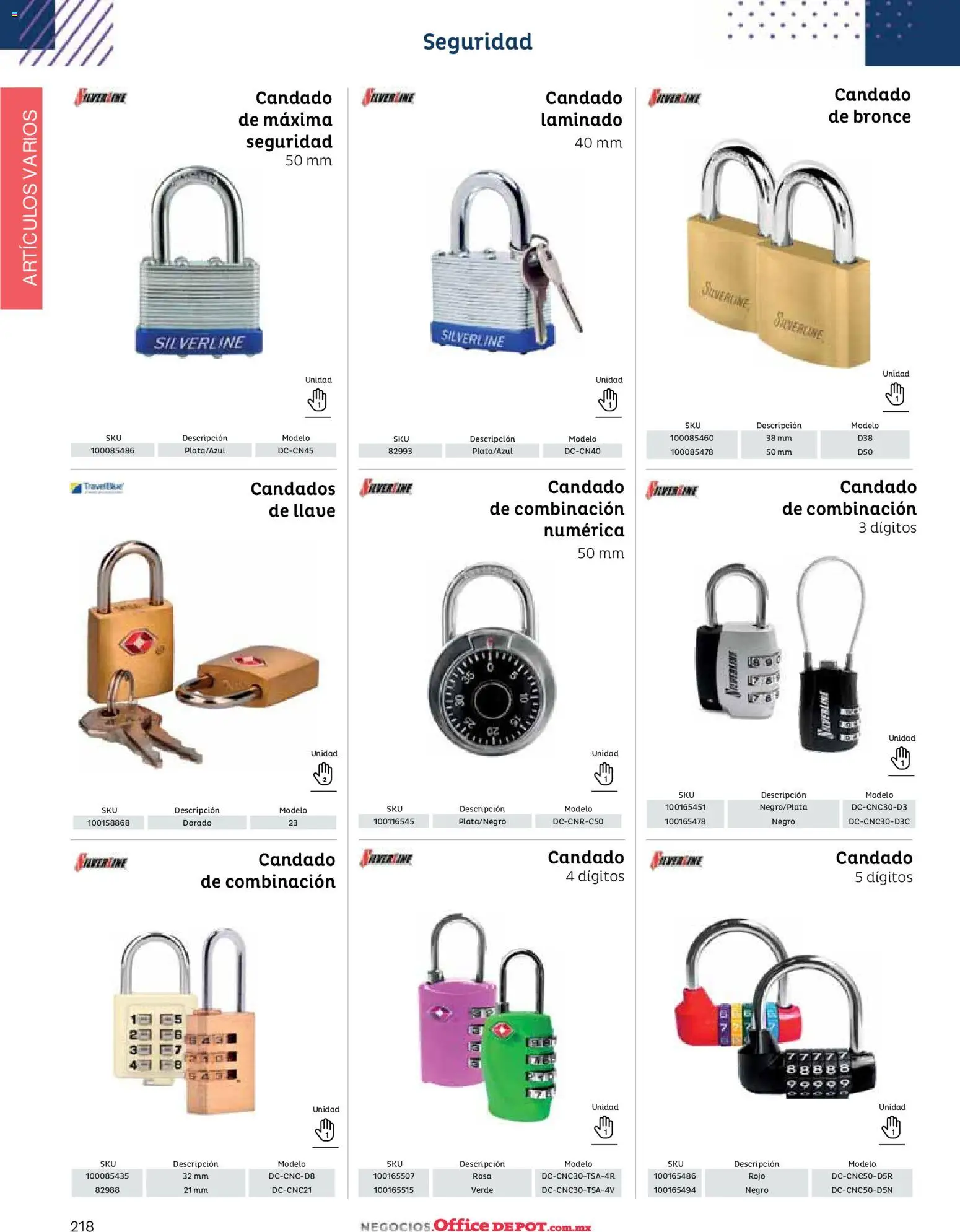 Nuevas ofertas de Office Depot válidas en toda la República Mexicana desde el 12/01/2026. ¡Encuentra las mejores ofertas en Office Depot catálogo 2026! | Página: 220 | Productos: Candado, Llave