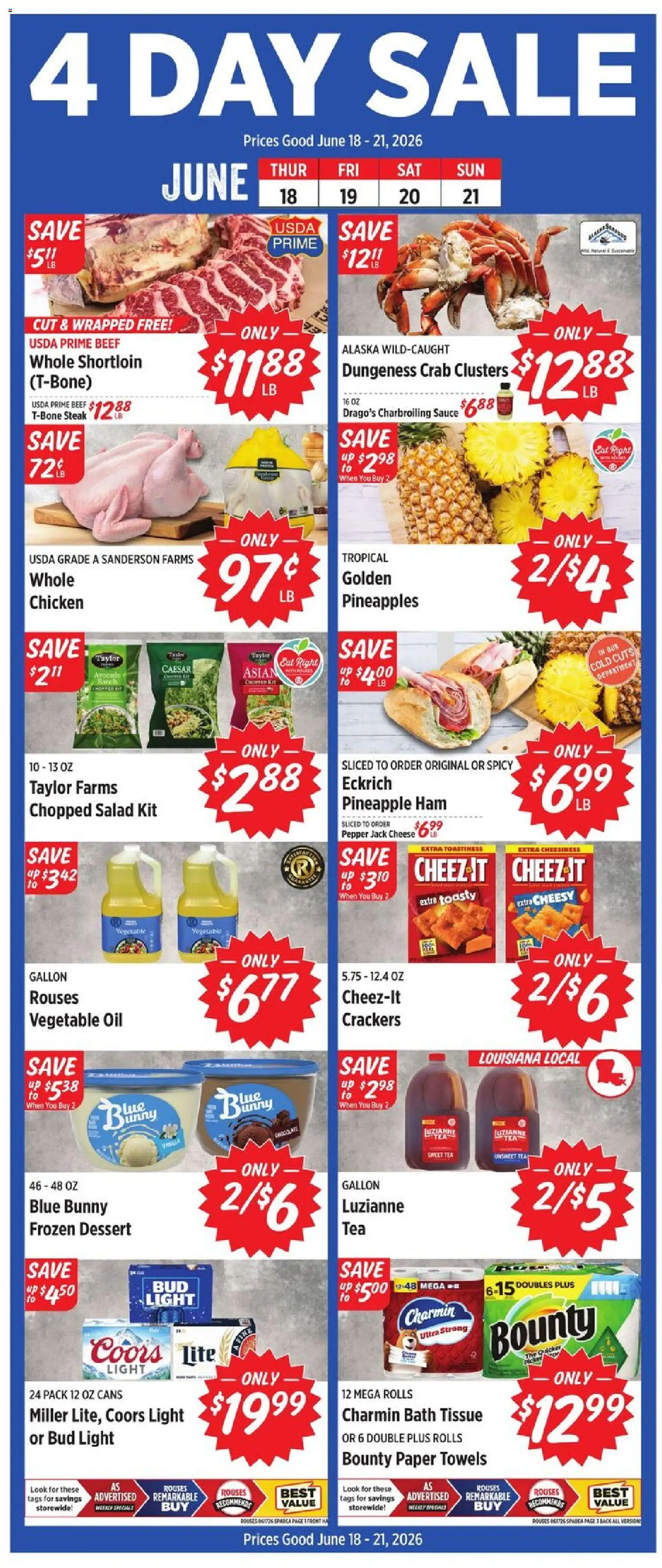 Rouses Weekly Ad - MS - valid from 17.06.2026 | Page: 2 | Products: Cheese, Ham, Beef, Sauce