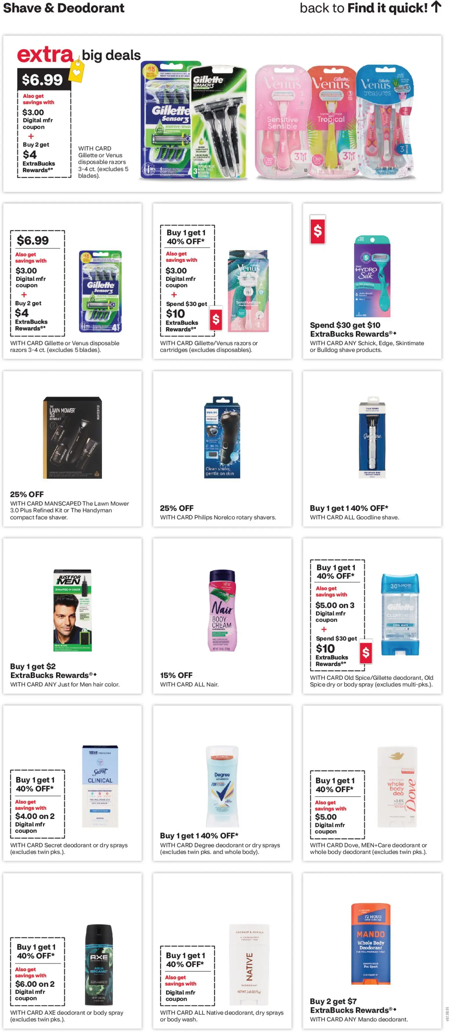 CVS Pharmacy Weekly Ad - WA - valid from 14.06.2026 | Page: 16 | Products: Lawn Mower, Axe, Deodorant, Cream
