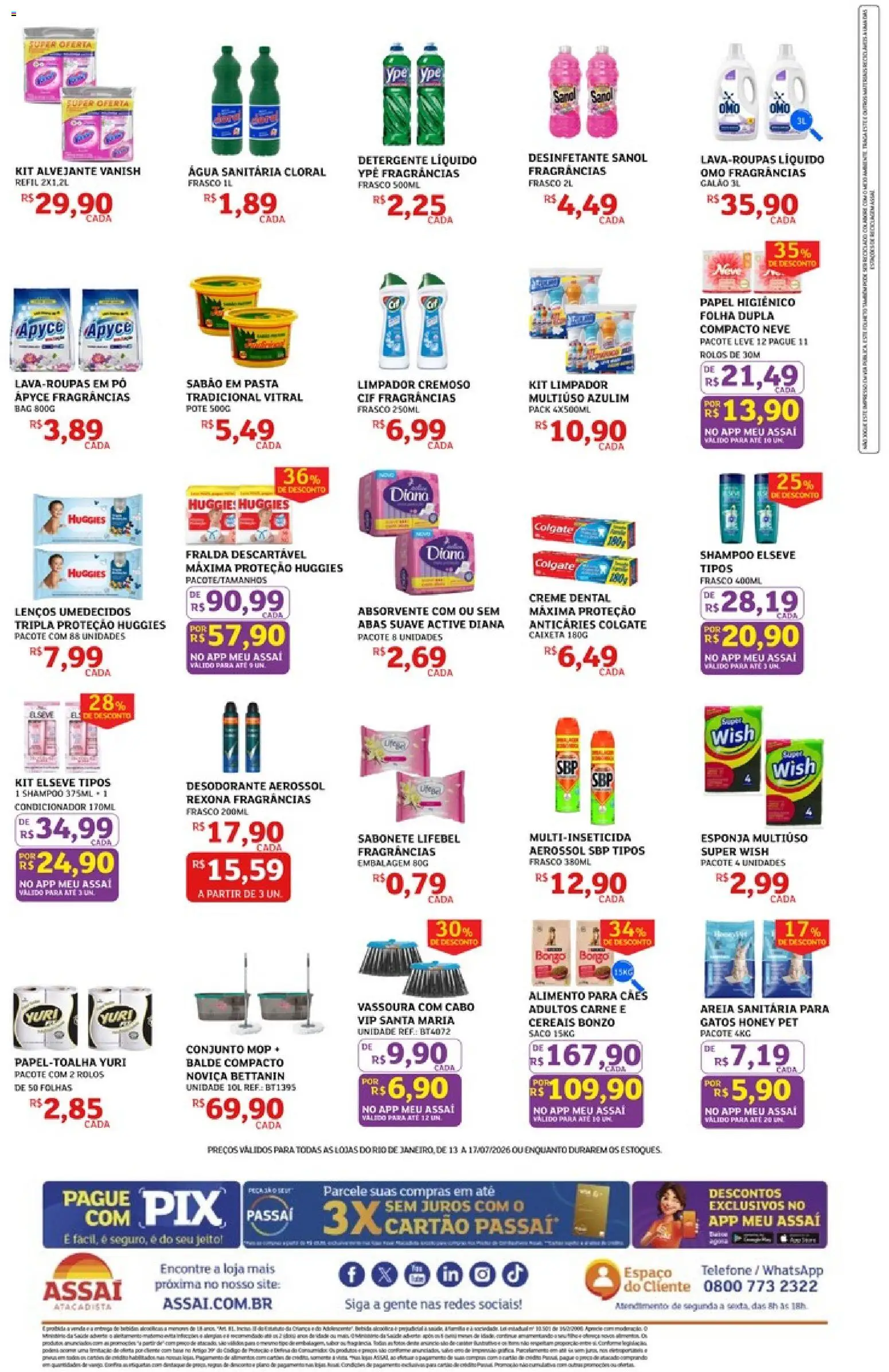 Assaí Atacadista Folheto - válido de 13/07/2026 | Página: 4 | Produtos: Desodorante, Detergente, Rexona, Vanish