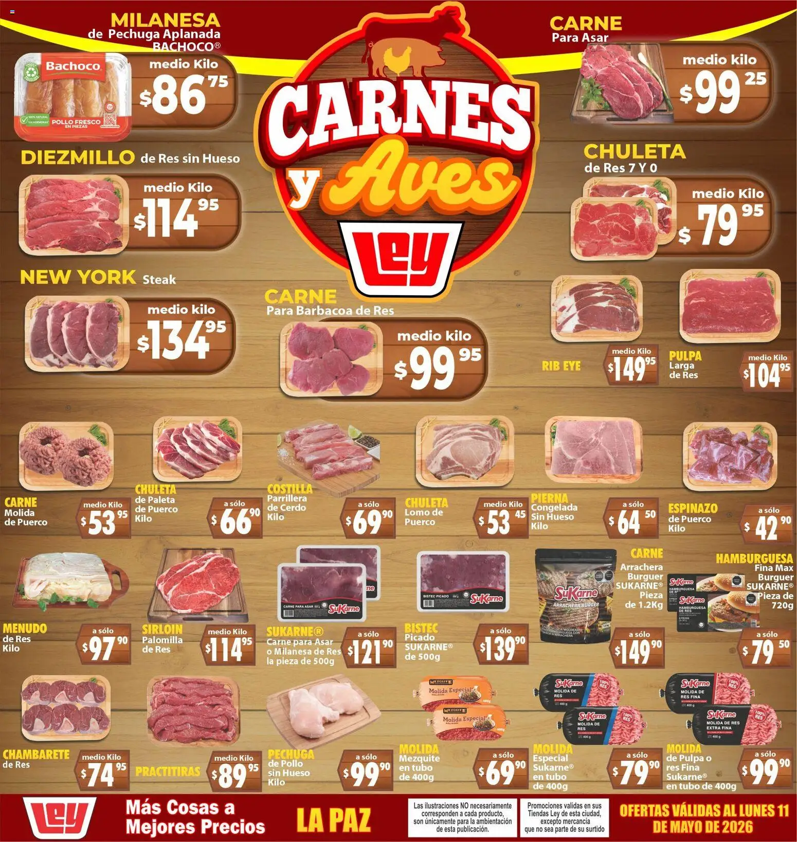 Nuevas ofertas de Casa Ley válidas en toda la República Mexicana desde el 09.05.2026. ¡Encuentra las mejores ofertas en Casa Ley folleto Carnes y Aves La Paz! | Página: 1 | Productos: Pollo, Milanesa, Paleta, Cerdo