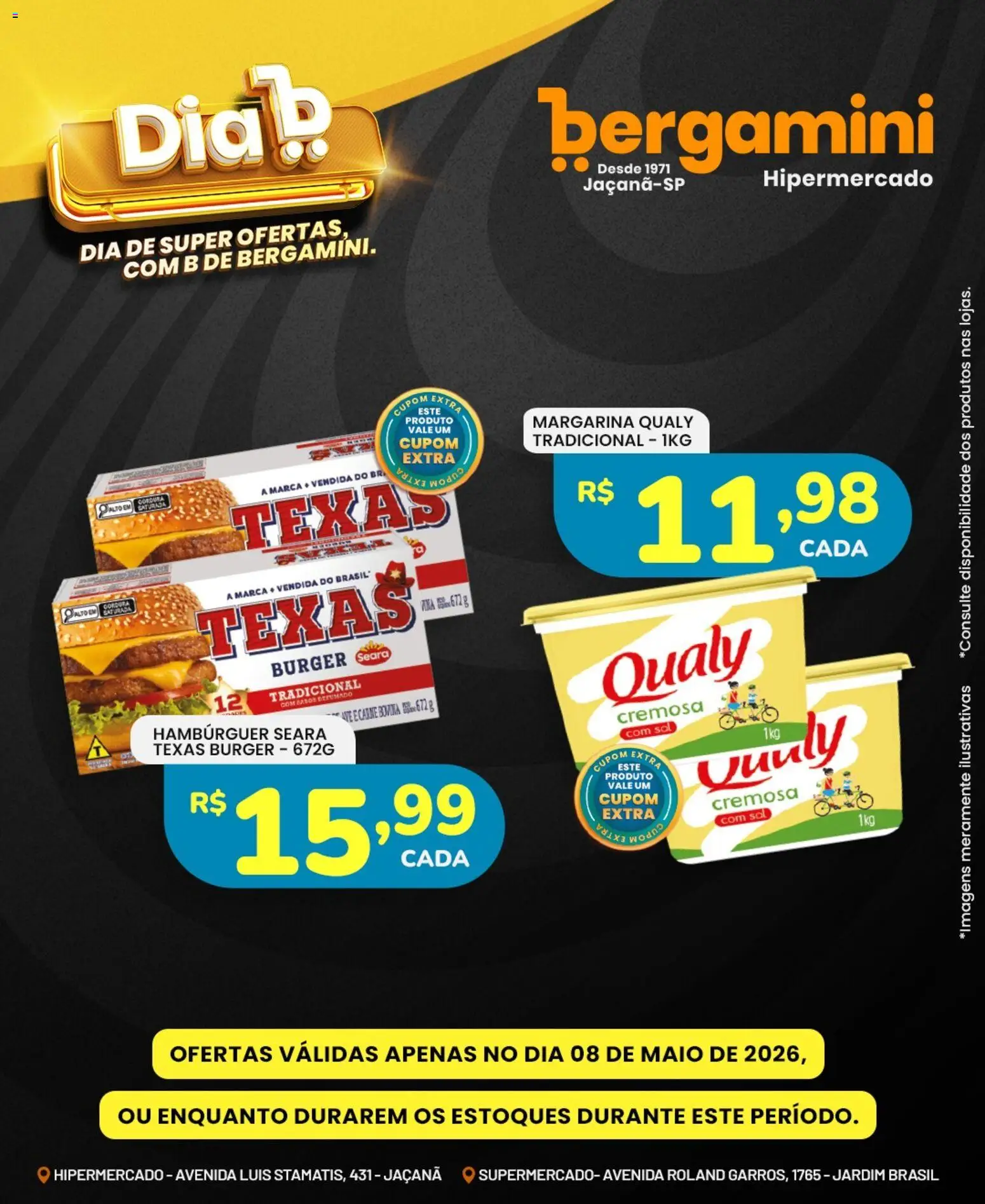 Supermercado Bergamini Folheto - válido de 08.05.2026 | Página: 10 | Produtos: Maiô, Carne, Hambúrguer, Margarina