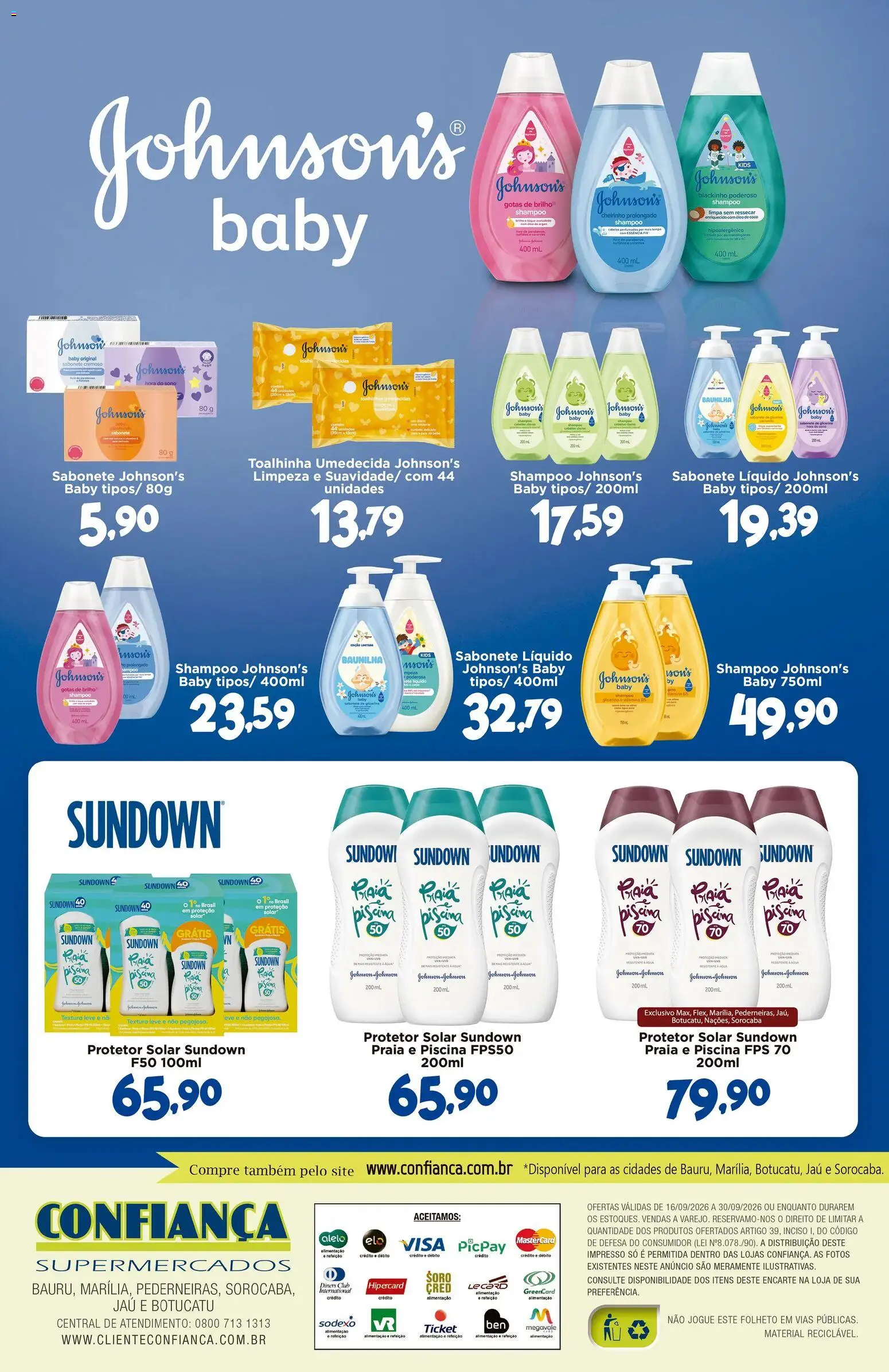 Confiança Folheto - válido de 16/09/2026 | Página: 2 | Produtos: Shampoo, Baunilha, Protetor solar, Piscina