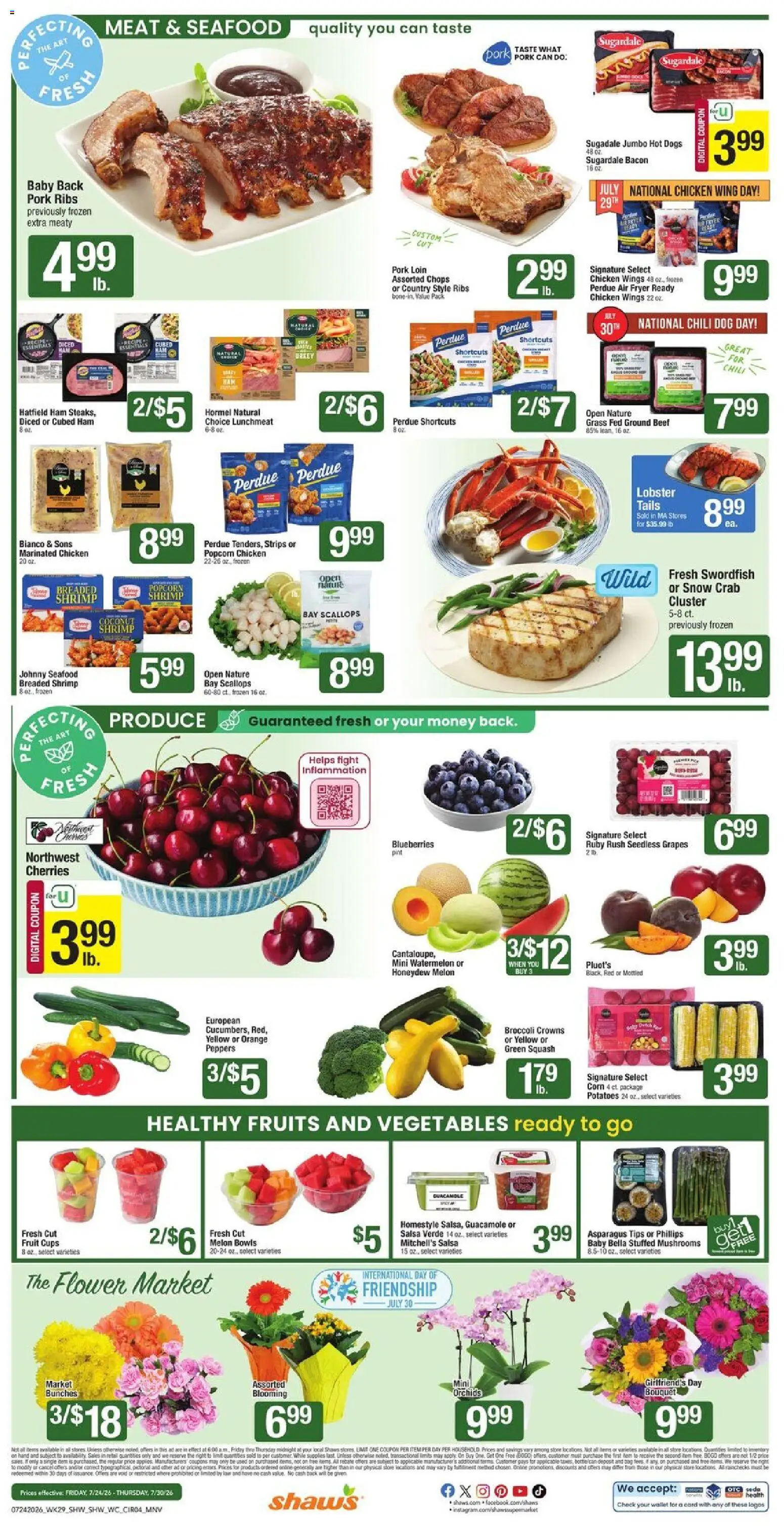 Shaw's Weekly Ad - NH - valid from 07/24/2026 | Page: 5 | Products: Broccoli, Seafood, Melon, Hot Dogs