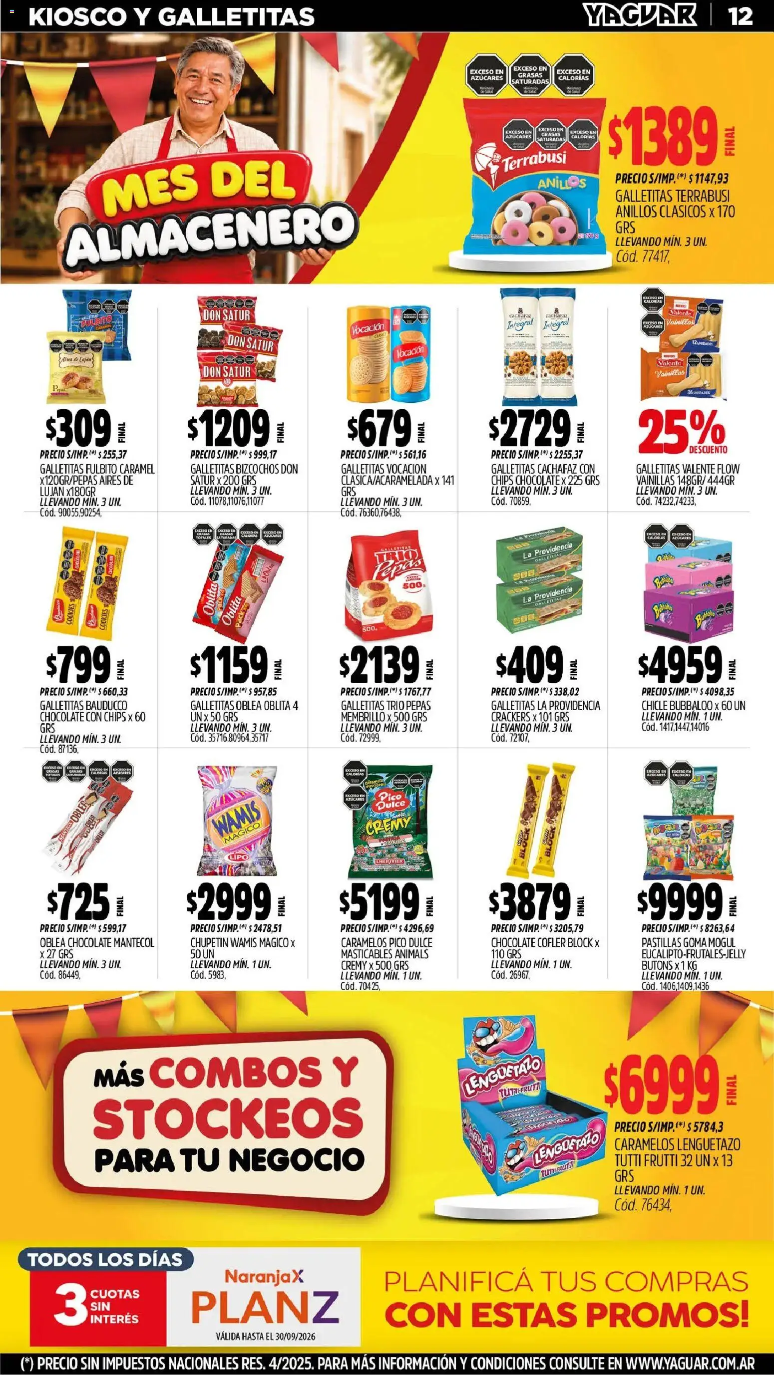Yaguar - Oferta Semanal Chaco │ válido desde el 31/08/2026 | Página: 12 | Productos: Galletitas, Dulce, Chicle, Bizcochos