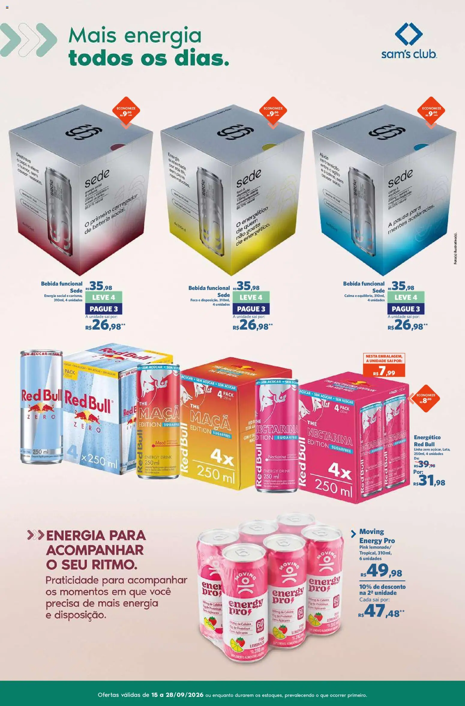 Sam's Club Folheto - válido de 15/09/2026 | Página: 8 | Produtos: Energético, Bateria, Bebida, Açúcar