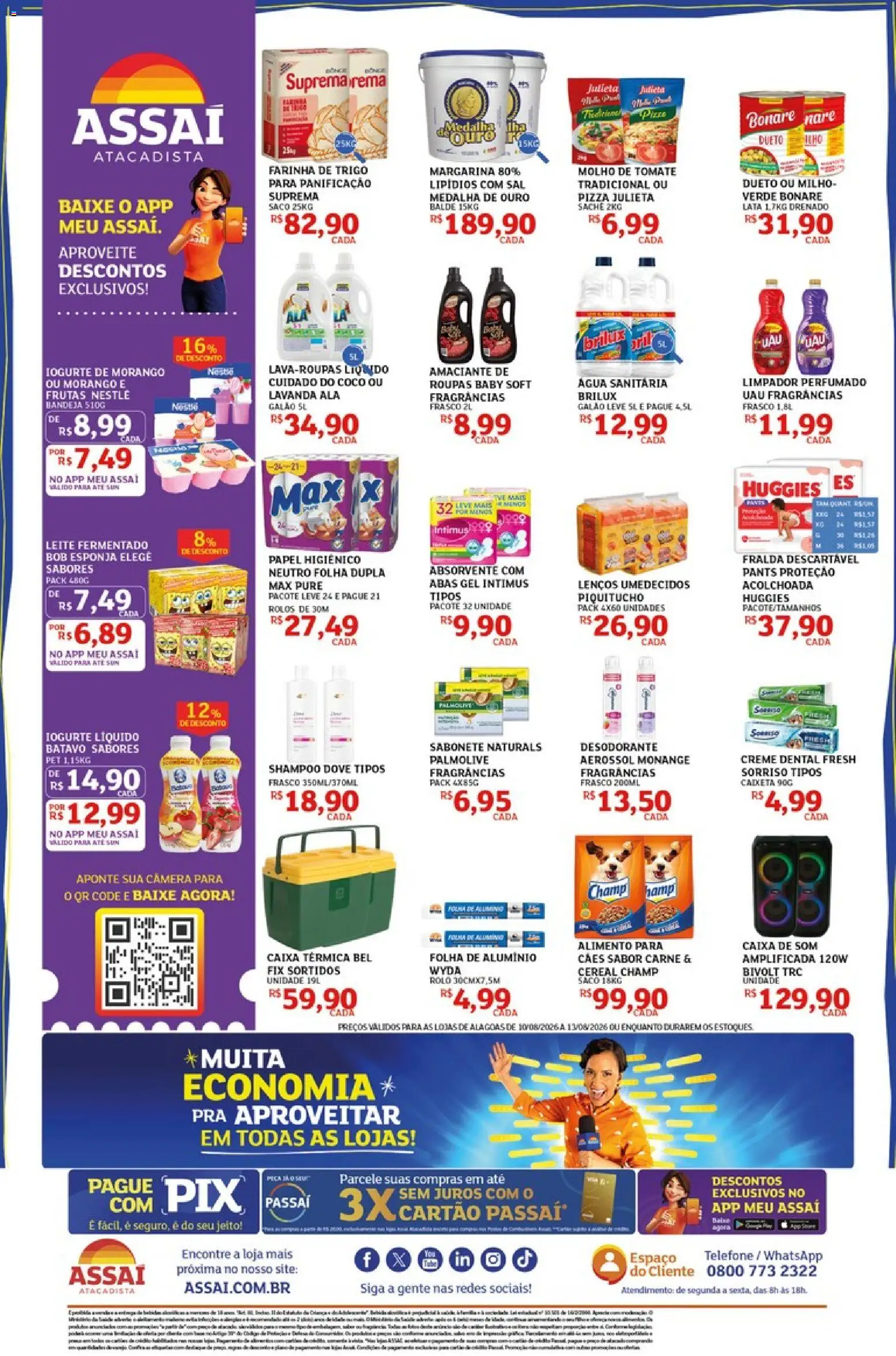 Assaí Atacadista Folheto - válido de 10/08/2026 | Página: 2 | Produtos: Leite, Pizza, Creme, Creme dental