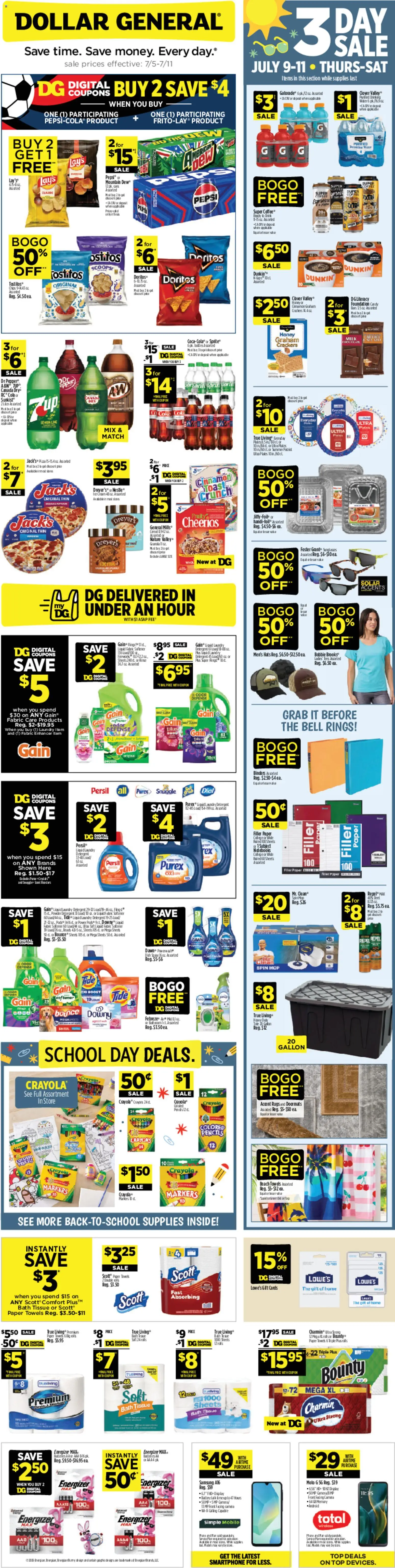 Dollar General Weekly Ad - TX - valid from 07/05/2026 | Page: 1 | Products: Pizza, Fabric softener, Chips, Sheet