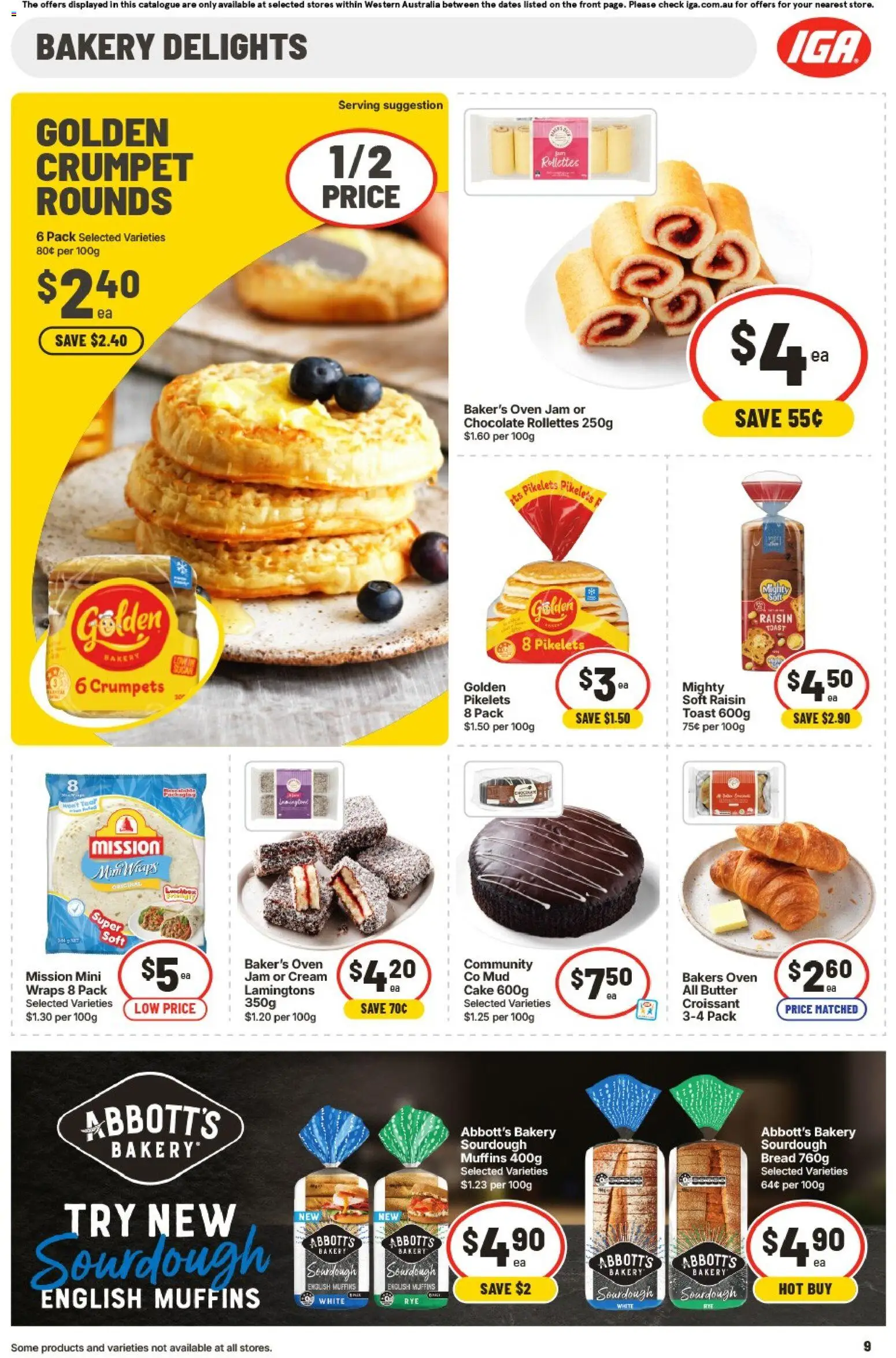 IGA catalogue - valid from 17.06.2026 | Page: 9 | Products: Crumpets, Butter, Chocolate, Muffins