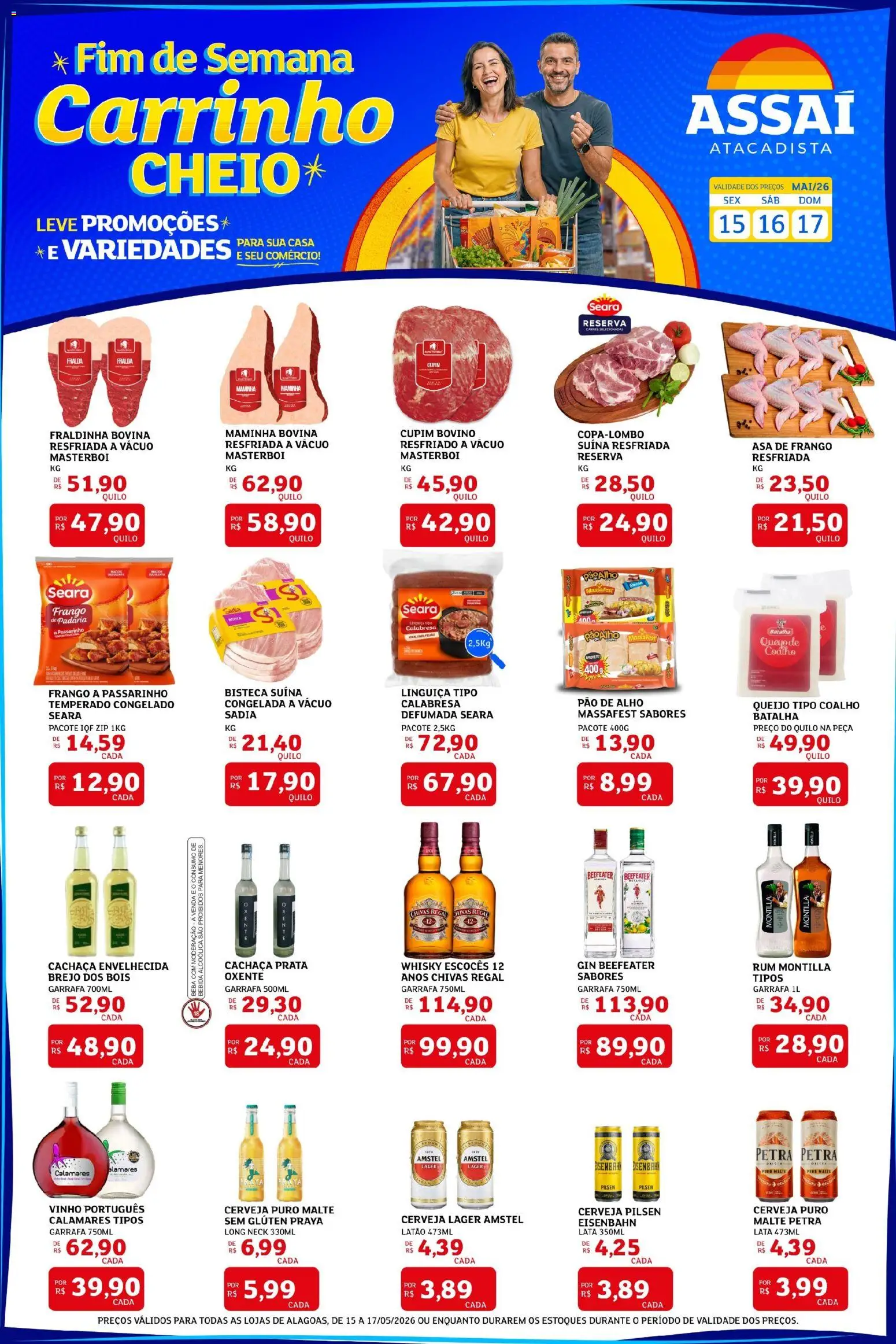 Assaí Atacadista Folheto - válido de 15.05.2026 | Página: 1 | Produtos: Cachaça, Pao de alho, Pão, Frango