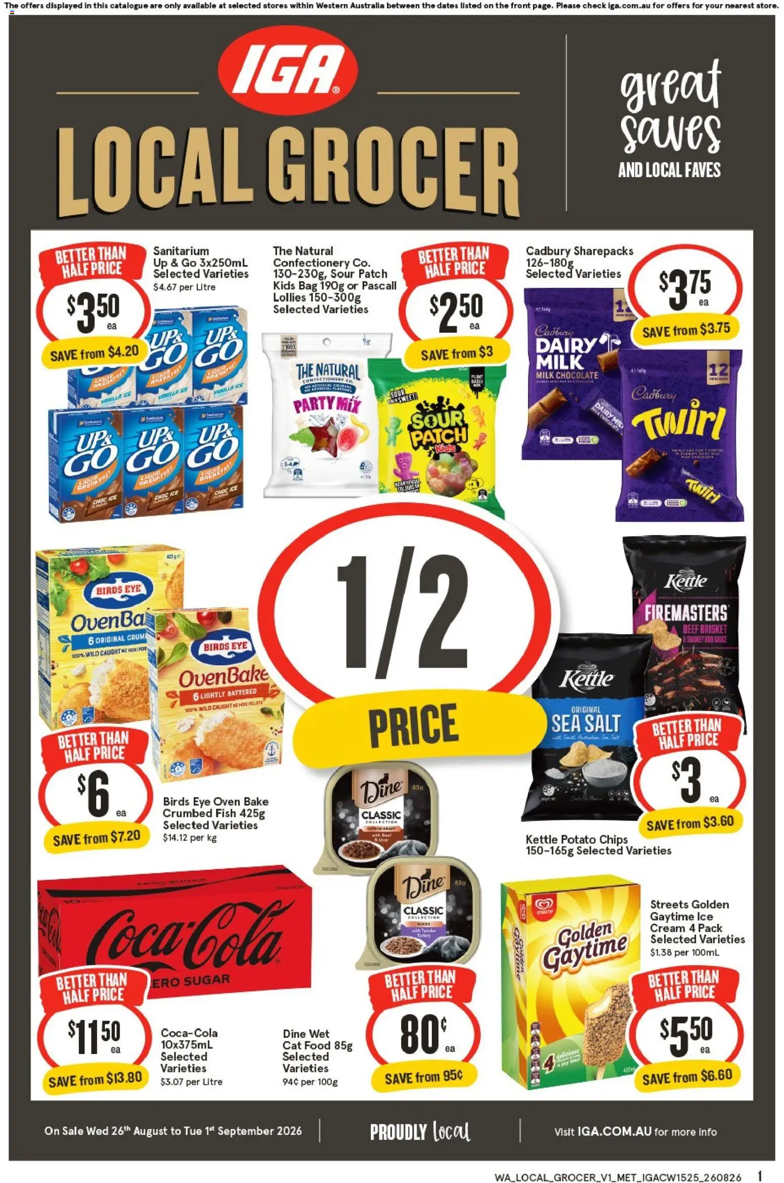 IGA catalogue - valid from 26/08/2026 | Page: 1 | Products: Chips, Sugar, Bag, Kettle