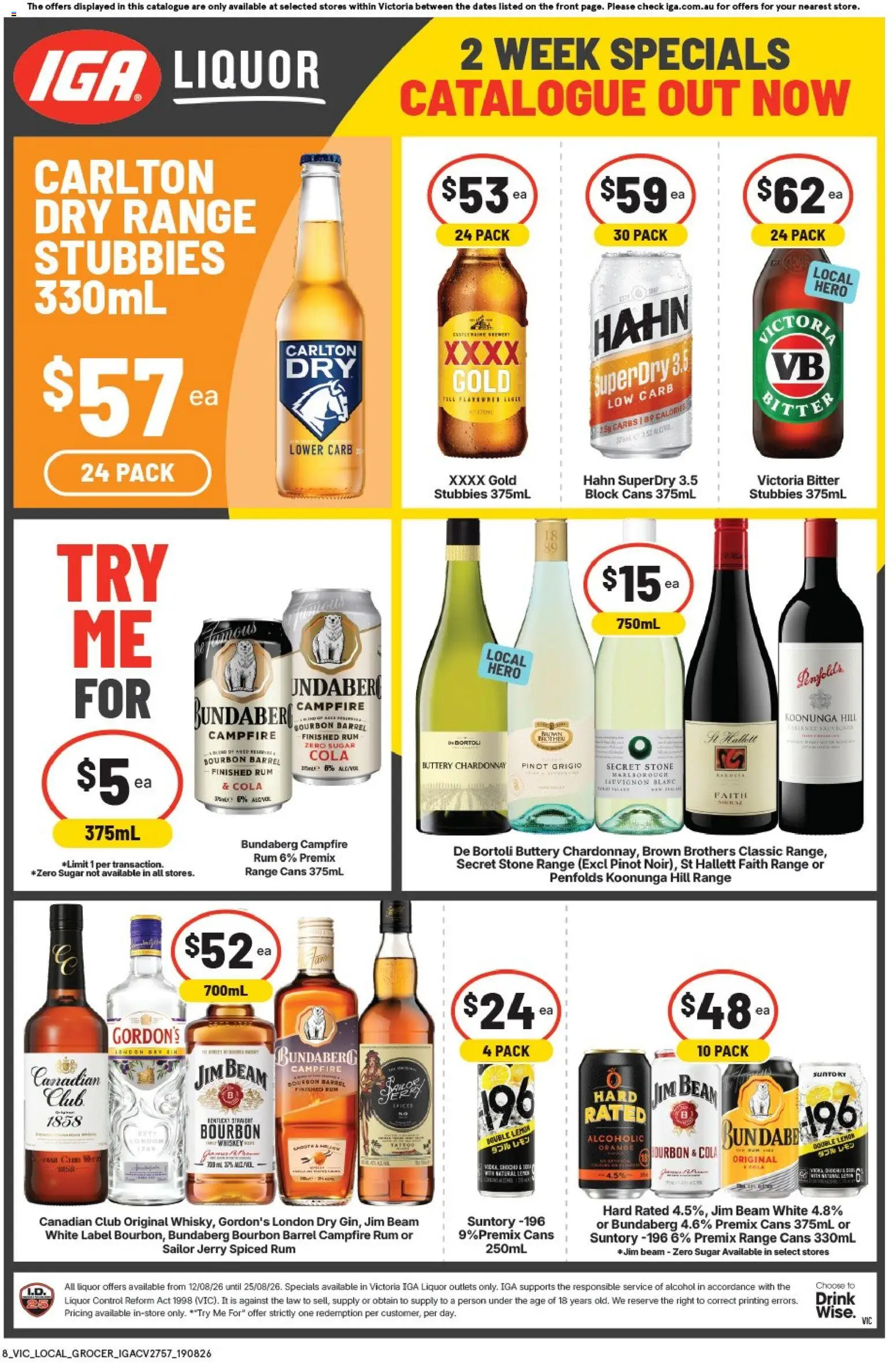IGA catalogue - valid from 19/08/2026 | Page: 2 | Products: Jim Beam, Alcohol, Rum, Sugar