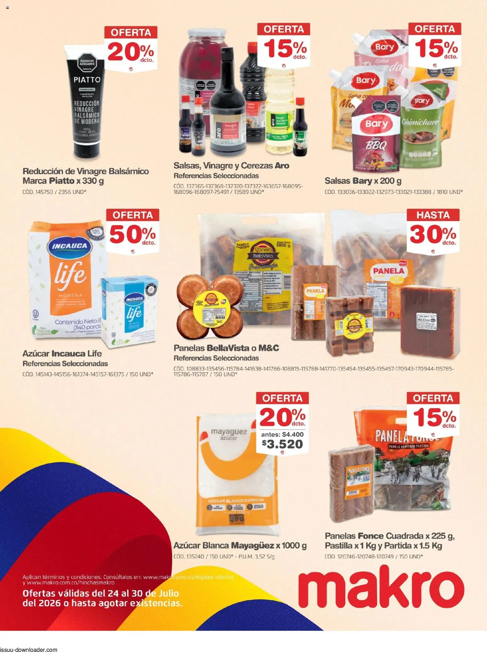 Makro revista - valida desde el 24/07/2026 | Página: 13 | Productos: Azucar, Peso, Cerezas, Panela