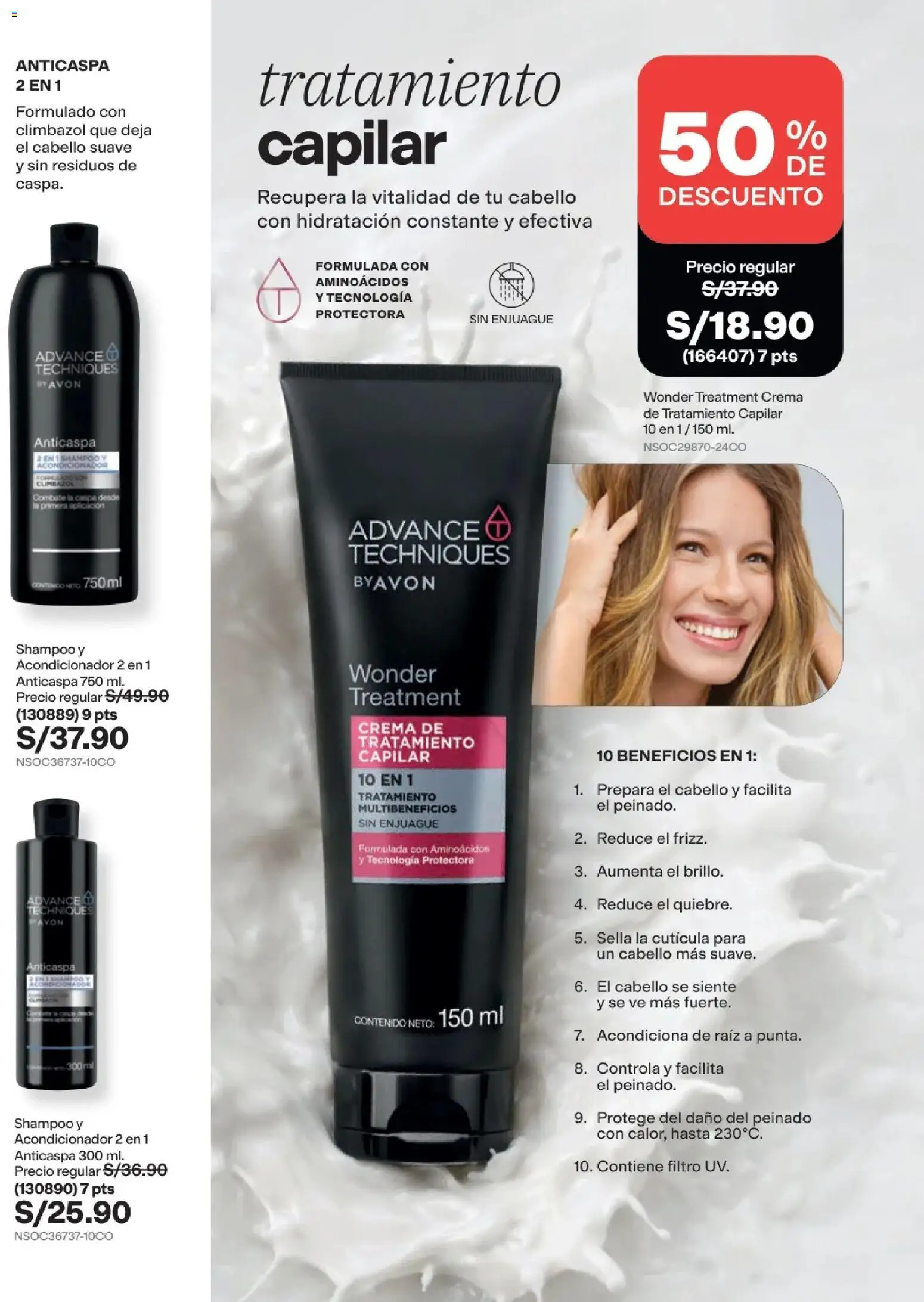 Catálogo Avon válido desde 22/07/2026 | Página: 164 | Productos: Shampoo, Acondicionador, Crema, Peinado