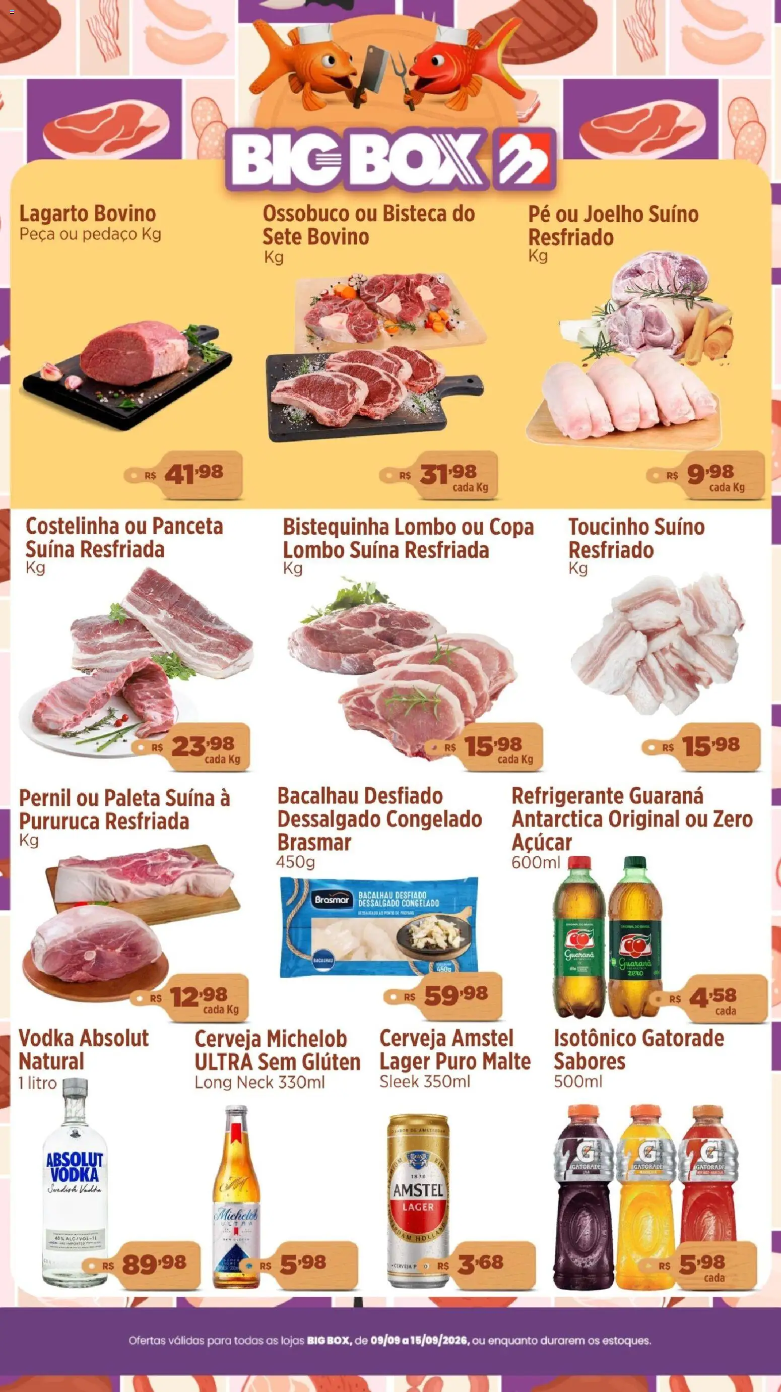 Big Box Folheto - válido de 09/09/2026 | Página: 2 | Produtos: Bacalhau, Joelho suíno, Lombo, Isotônico