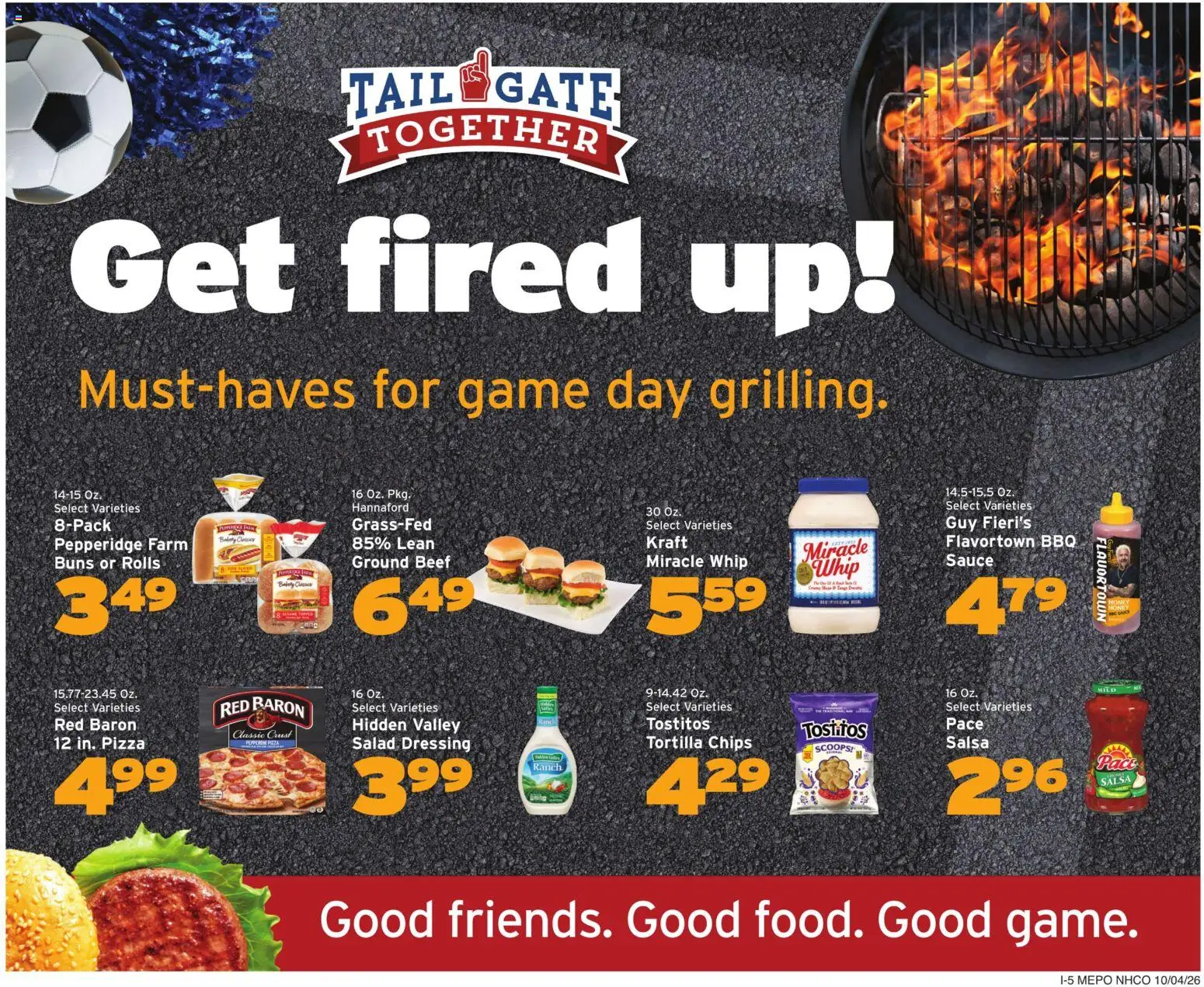 Hannaford Weekly Ad - valid from 10/04/2026 | Page: 13 | Products: Sauce, Dressing, Ground beef, Game