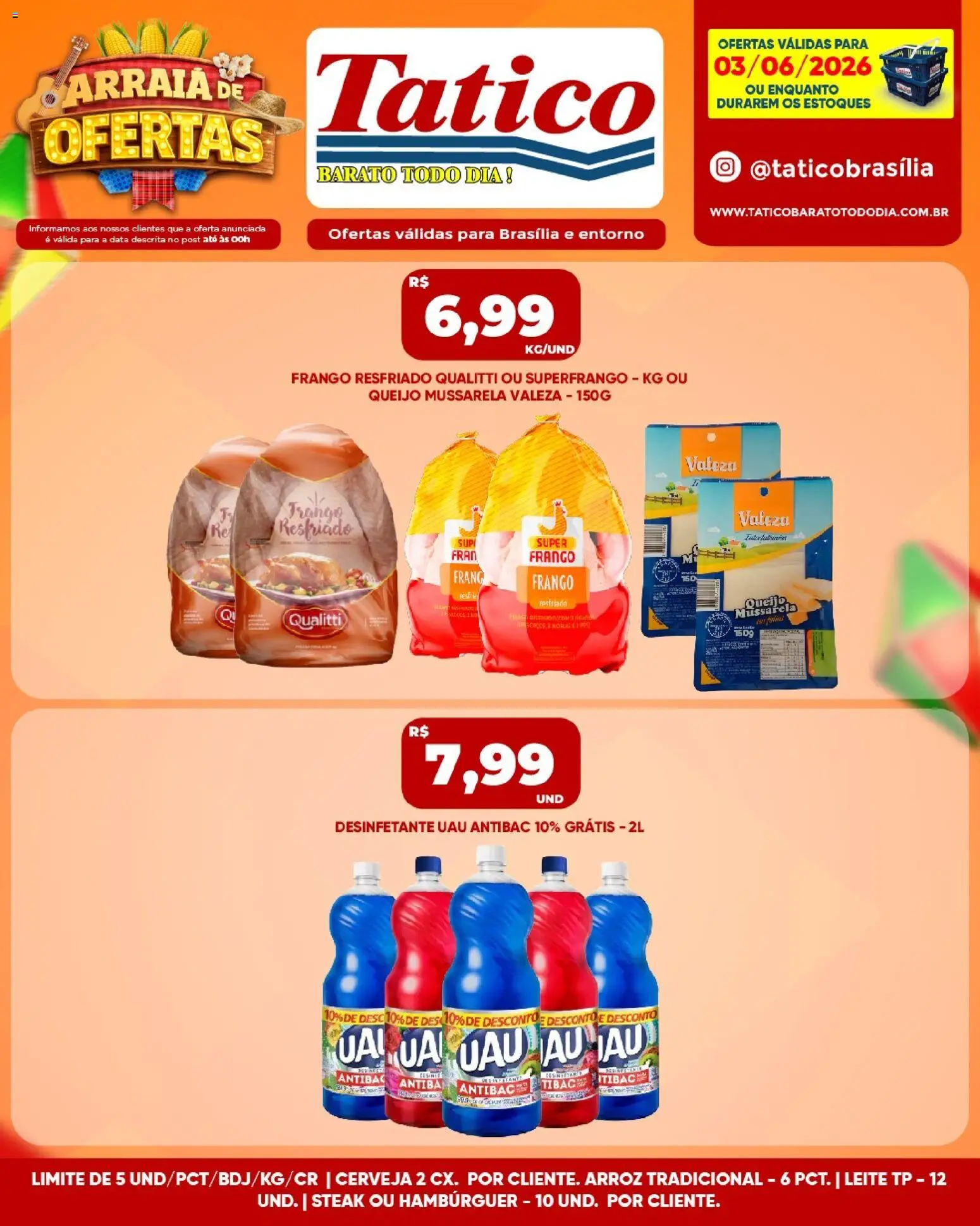 Tatico Folheto - válido de 04.06.2026 | Página: 40 | Produtos: Queijo, Arroz, Hambúrguer, Mussarela
