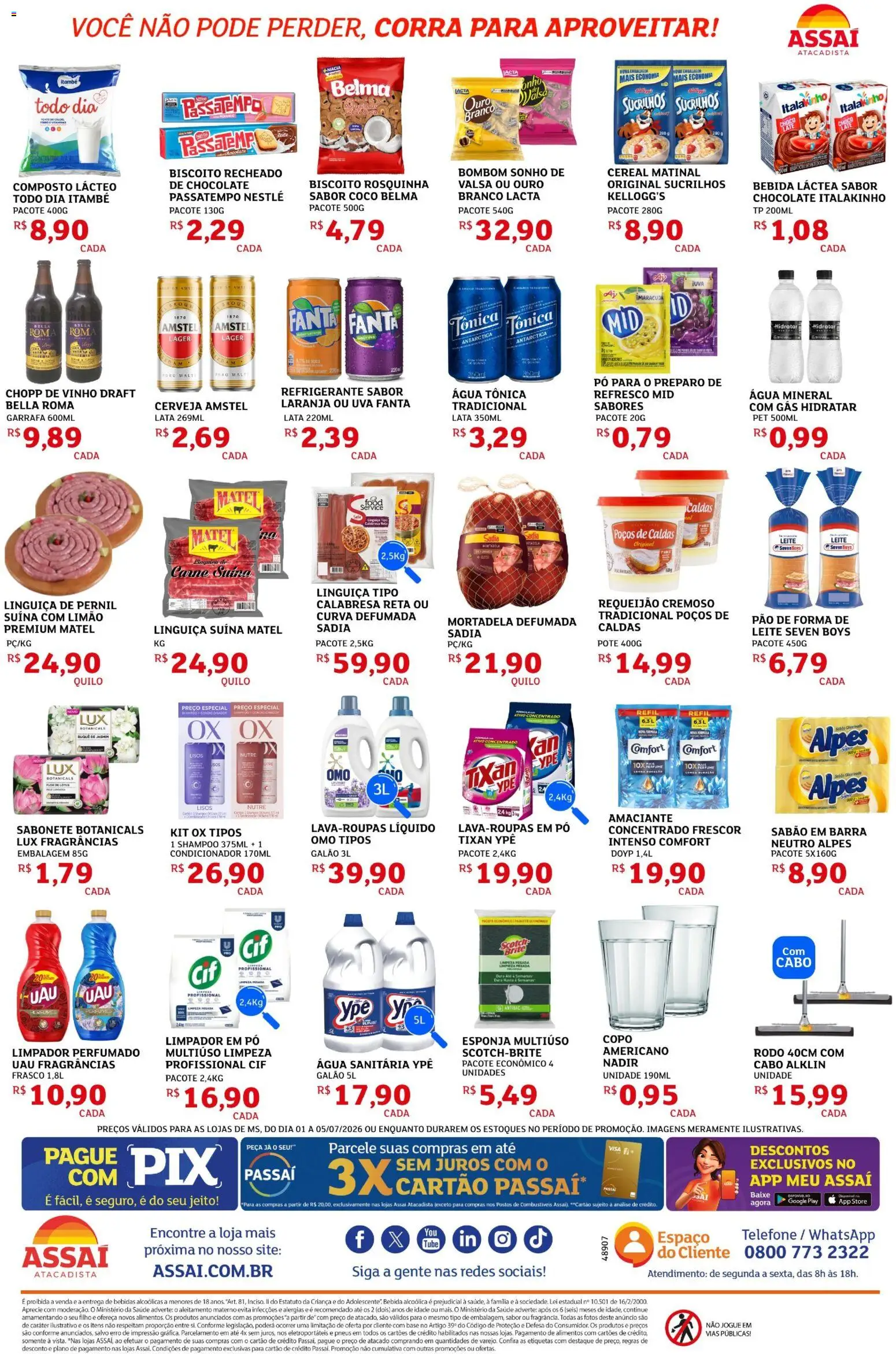 Assaí Atacadista Folheto - válido de 01/07/2026 | Página: 2 | Produtos: Sabão em barra, Vinho, Amaciante, Água sanitária