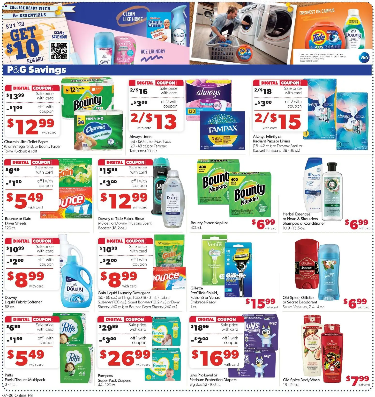 Family Fare Weekly Ad - MN - valid from 07/26/2026 | Page: 12 | Products: Eraser, Conditioner, Fabric softener, Pads
