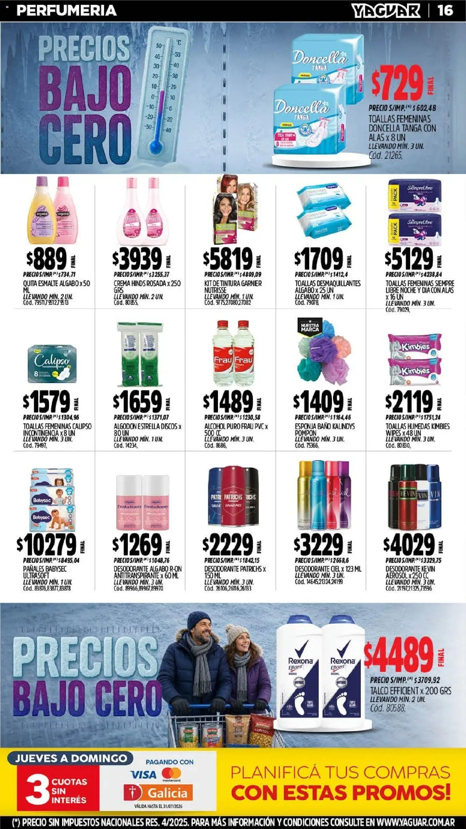 Yaguar - Oferta Semanal Mendoza │ válido desde el 20/07/2026 | Página: 16 | Productos: Algodón, Toallas, Baño, Pañales