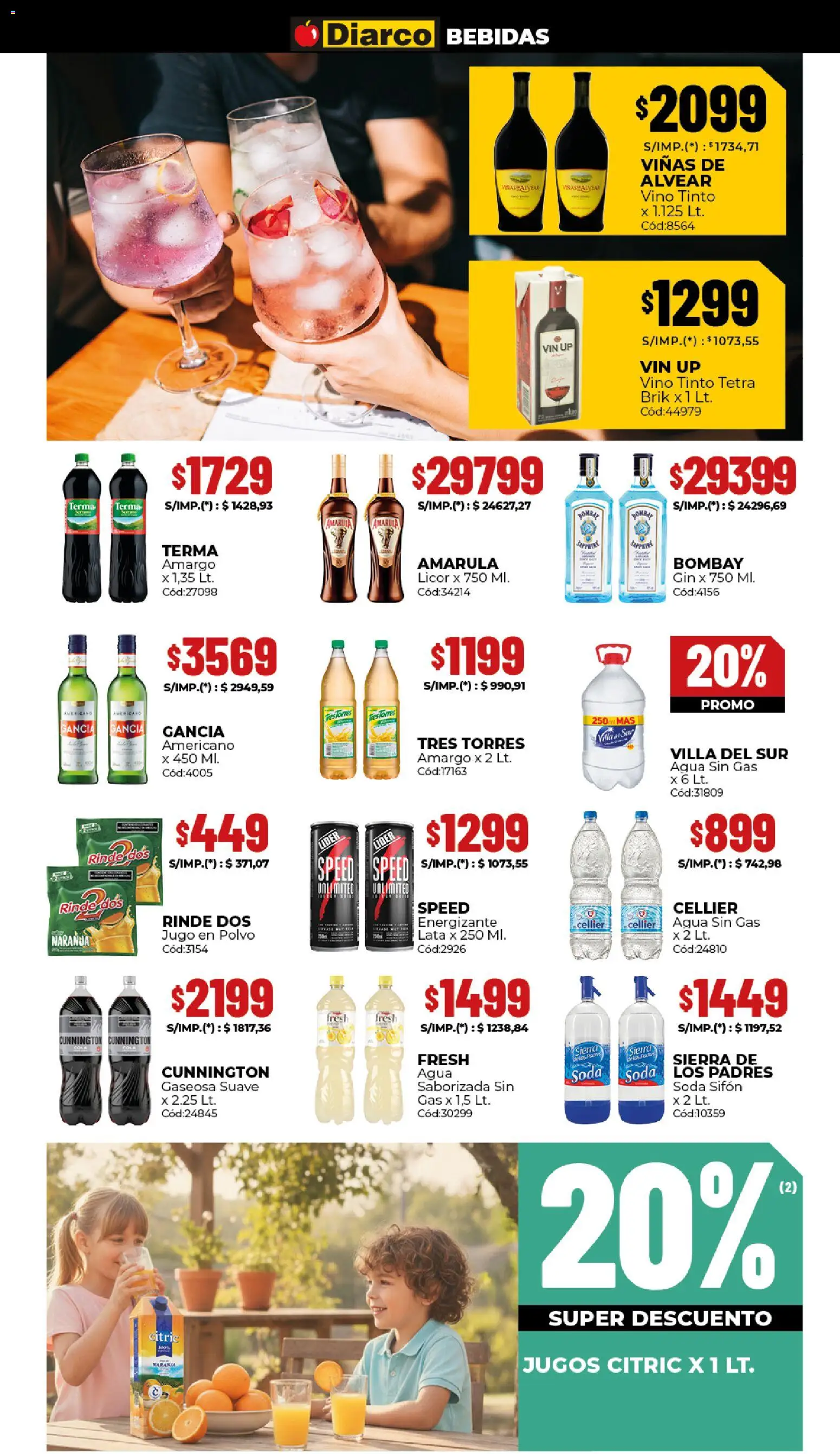 Diarco ofertas │ válido desde el 25.05.2026 | Página: 9 | Productos: Gin, Gaseosa, Soda, Jugo