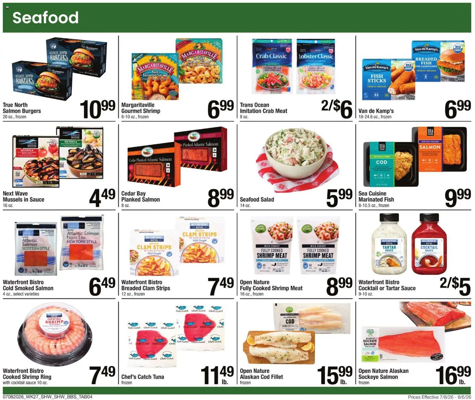Shaw's Big Book of Savings - valid from 07/08/2026 | Page: 3 | Products: Ring, Beer, Salad, Seafood
