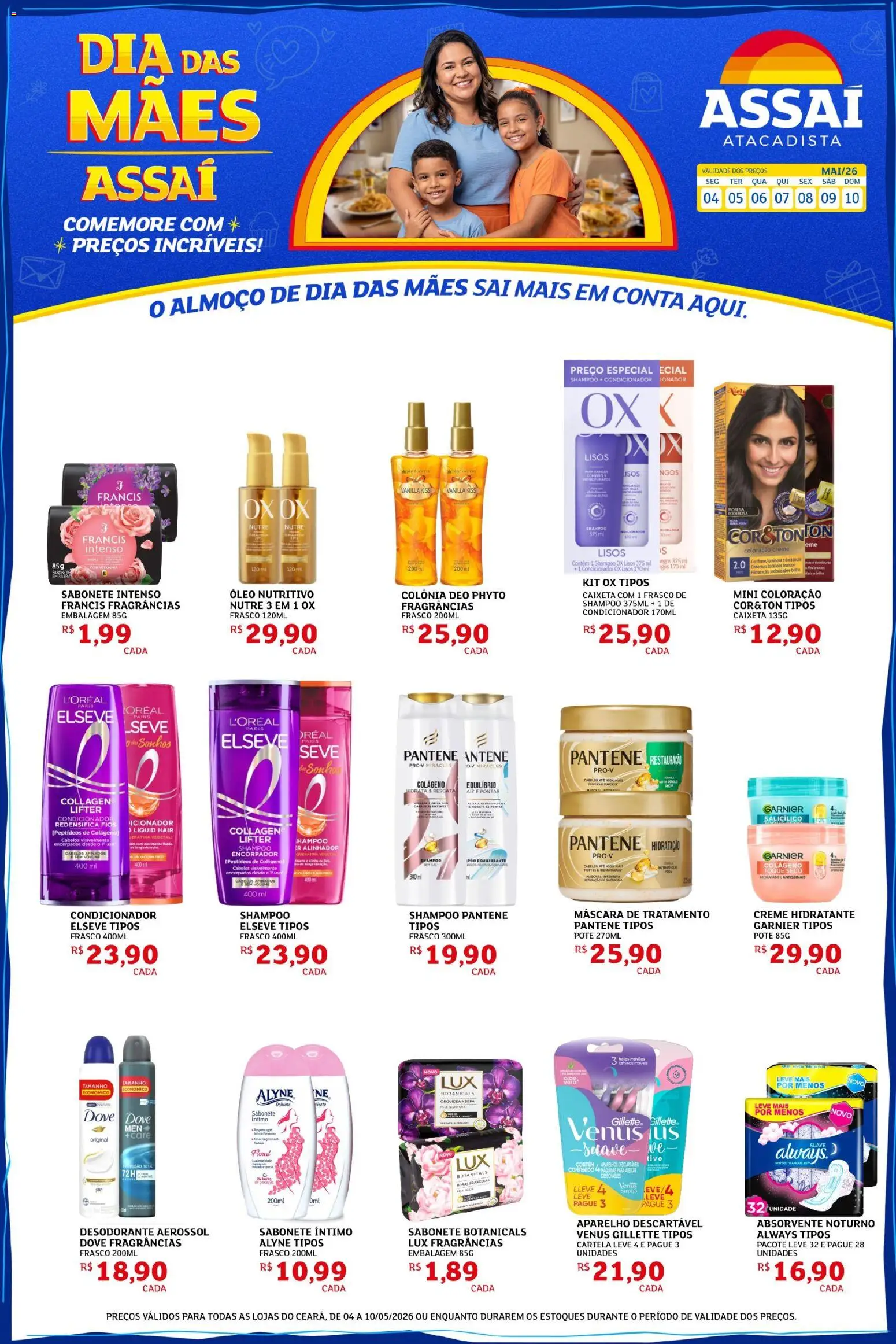 Assaí Atacadista Folheto - válido de 04.05.2026 | Página: 1 | Produtos: Condicionador, Óleo, Shampoo pantene, Absorvente