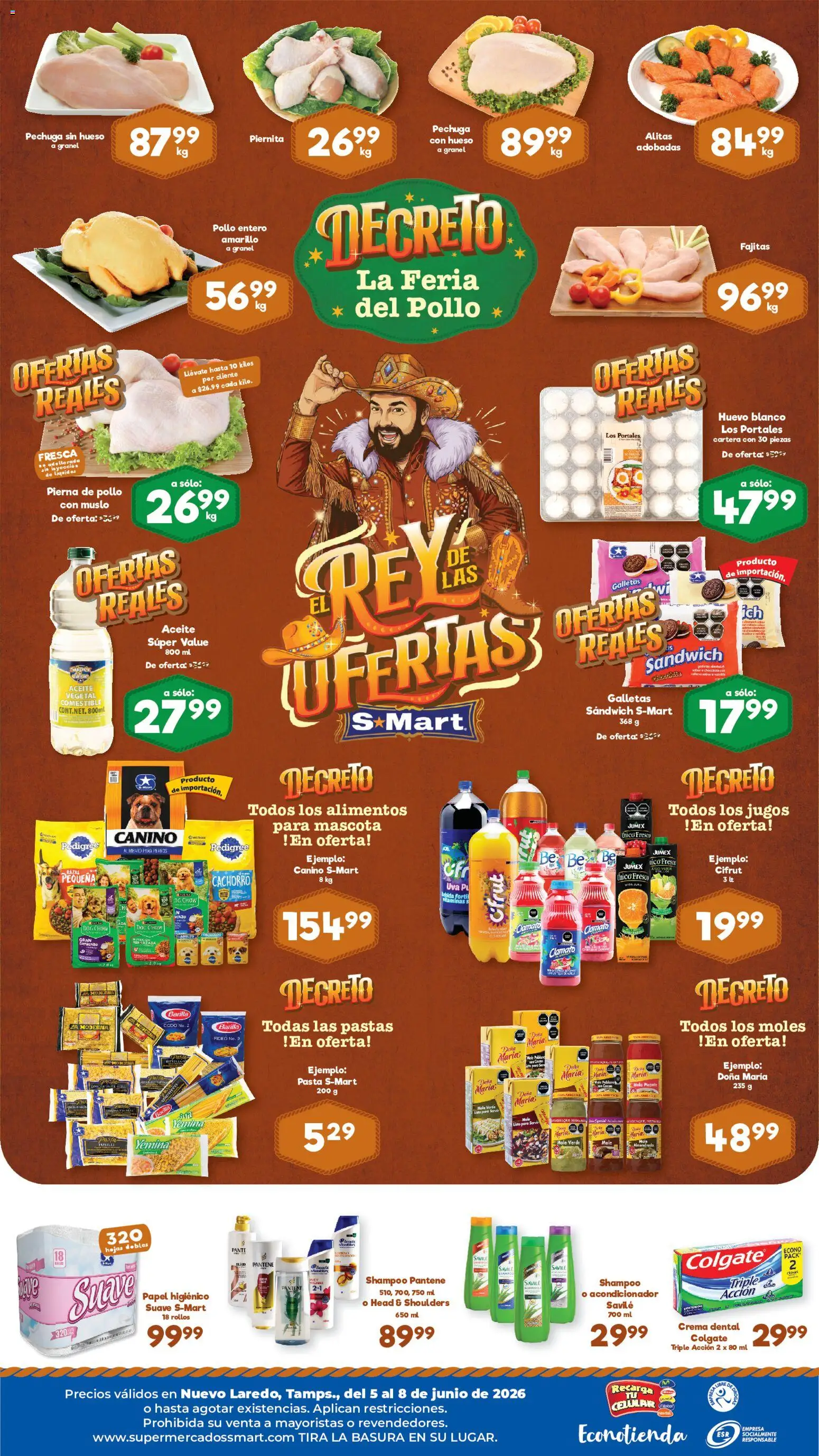 Nuevas ofertas de S-Mart válidas en toda la República Mexicana desde el 05.06.2026. ¡Encuentra las mejores ofertas en S-Mart folleto Nuevo Laredo! | Página: 2 | Productos: Leche, Aceite, Chocolate, Papel higiénico