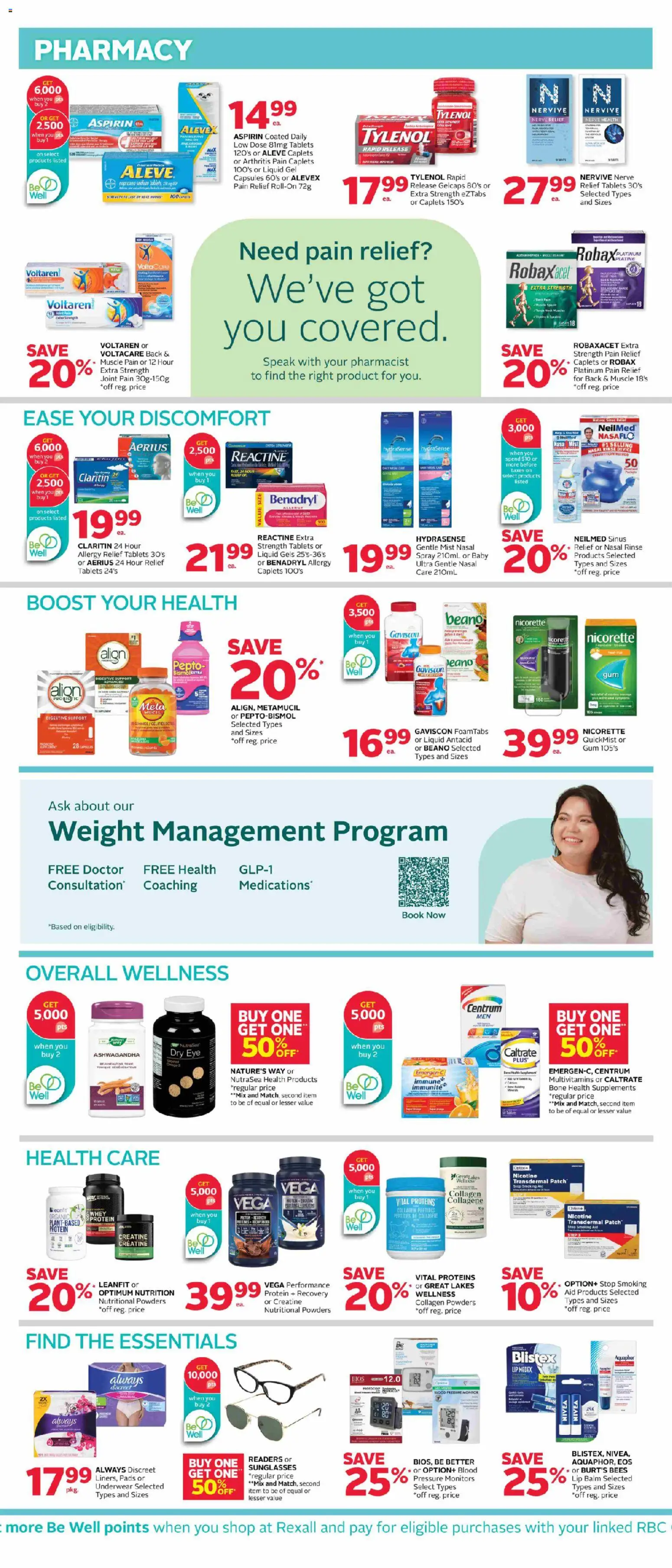 Rexall flyer valid from Aug 28, 2026 | Page: 10 | Products: Tablet, Whey protein, Ashwagandha, Lip balm