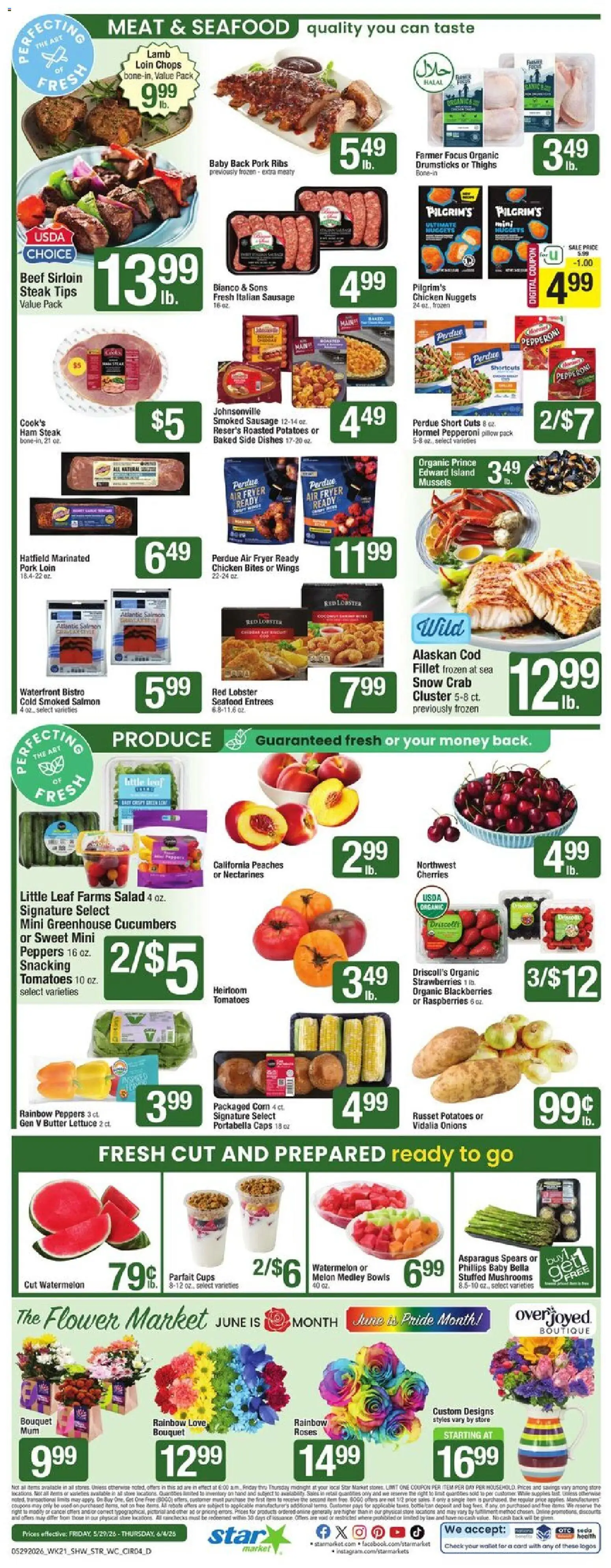 Star Market Weekly Ad - MA - valid from 29.05.2026 | Page: 4 | Products: Pillow, Asparagus, Pork, Sausage
