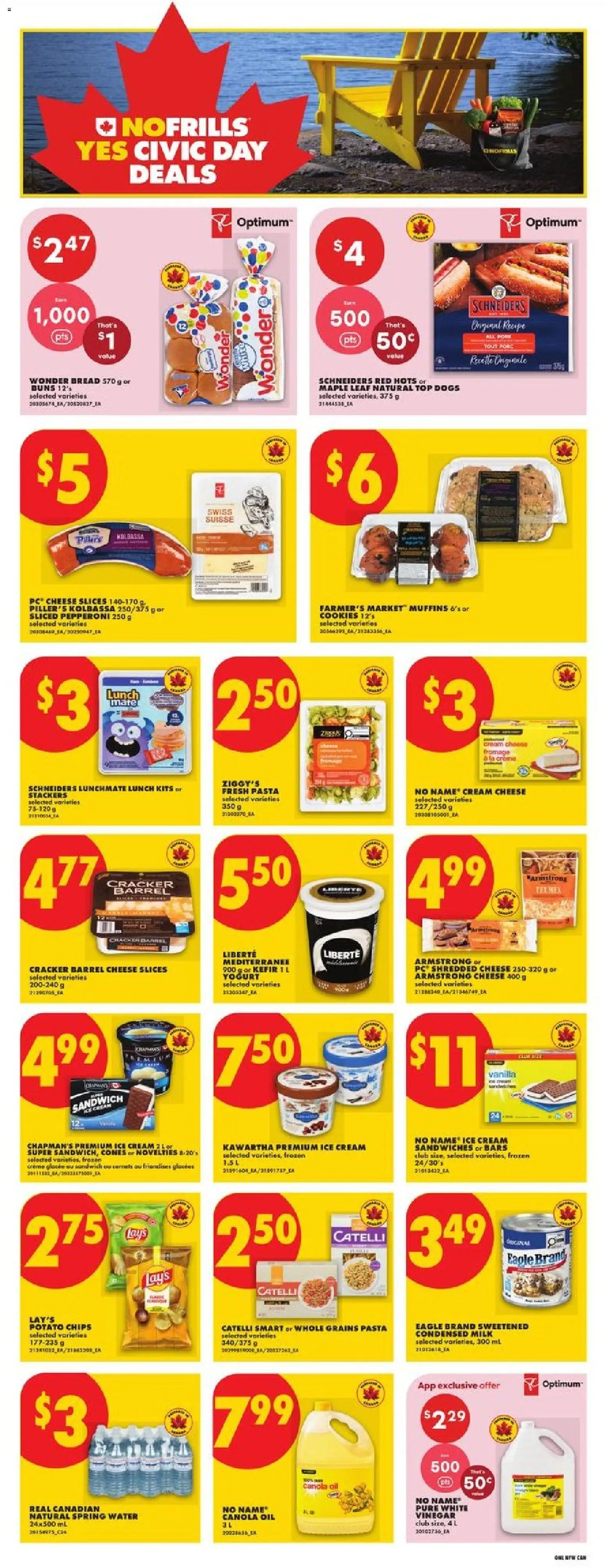 No Frills flyer valid from Jul 30, 2026 | Page: 8 | Products: Chips, Cream, Cookies, Cheese