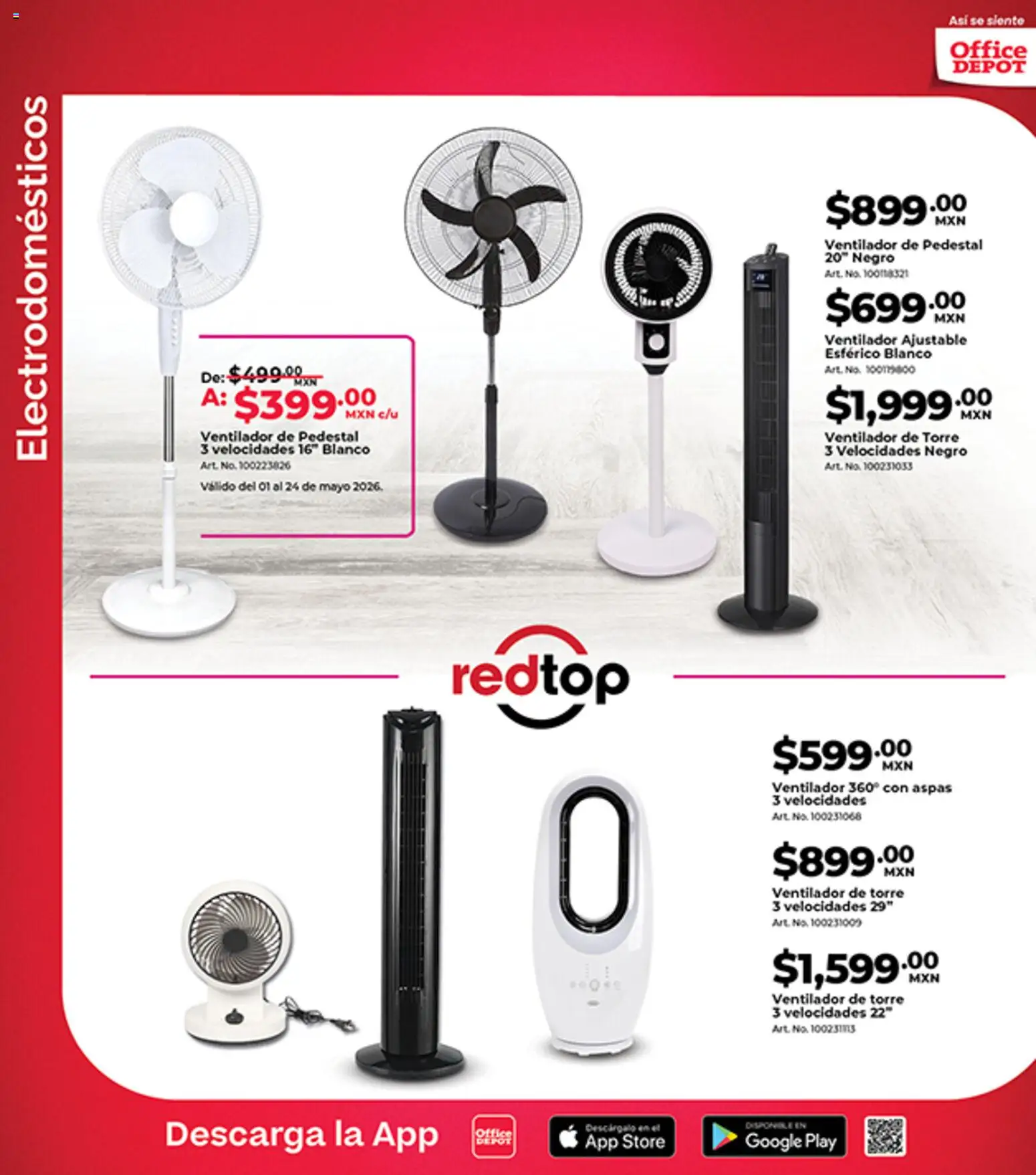 Nuevas ofertas de Office Depot válidas en toda la República Mexicana desde el 01.05.2026. ¡Encuentra las mejores ofertas en Office Depot catálogo! | Página: 25 | Productos: Ventilador