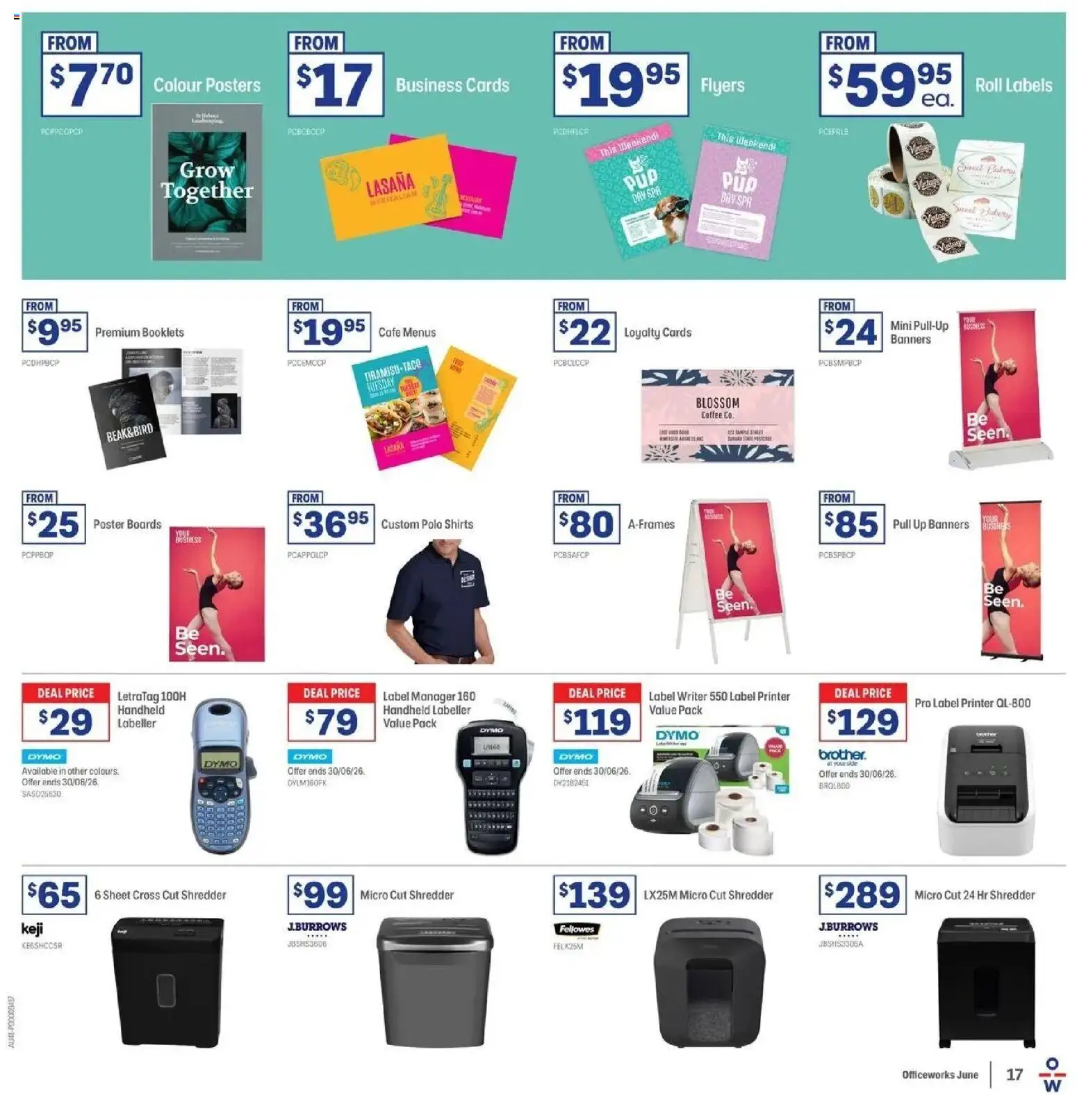 Officeworks catalogue - valid from 11.06.2026 | Page: 17 | Products: Coffee, Printer, Shredder