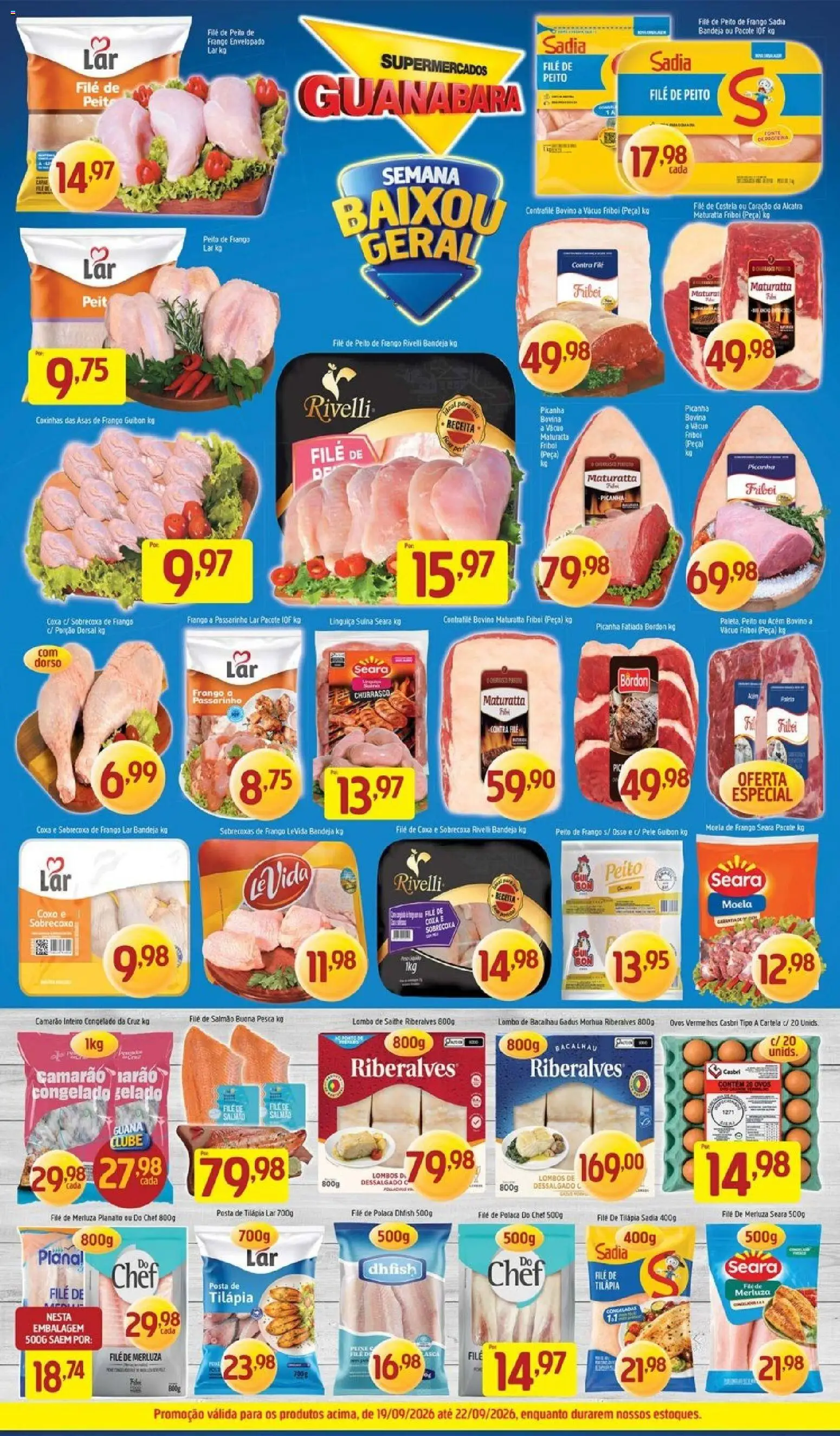Supermercados Guanabara Folheto - válido de 19/09/2026 | Página: 5 | Produtos: Pera, Filé de costela, Ovos, Frango