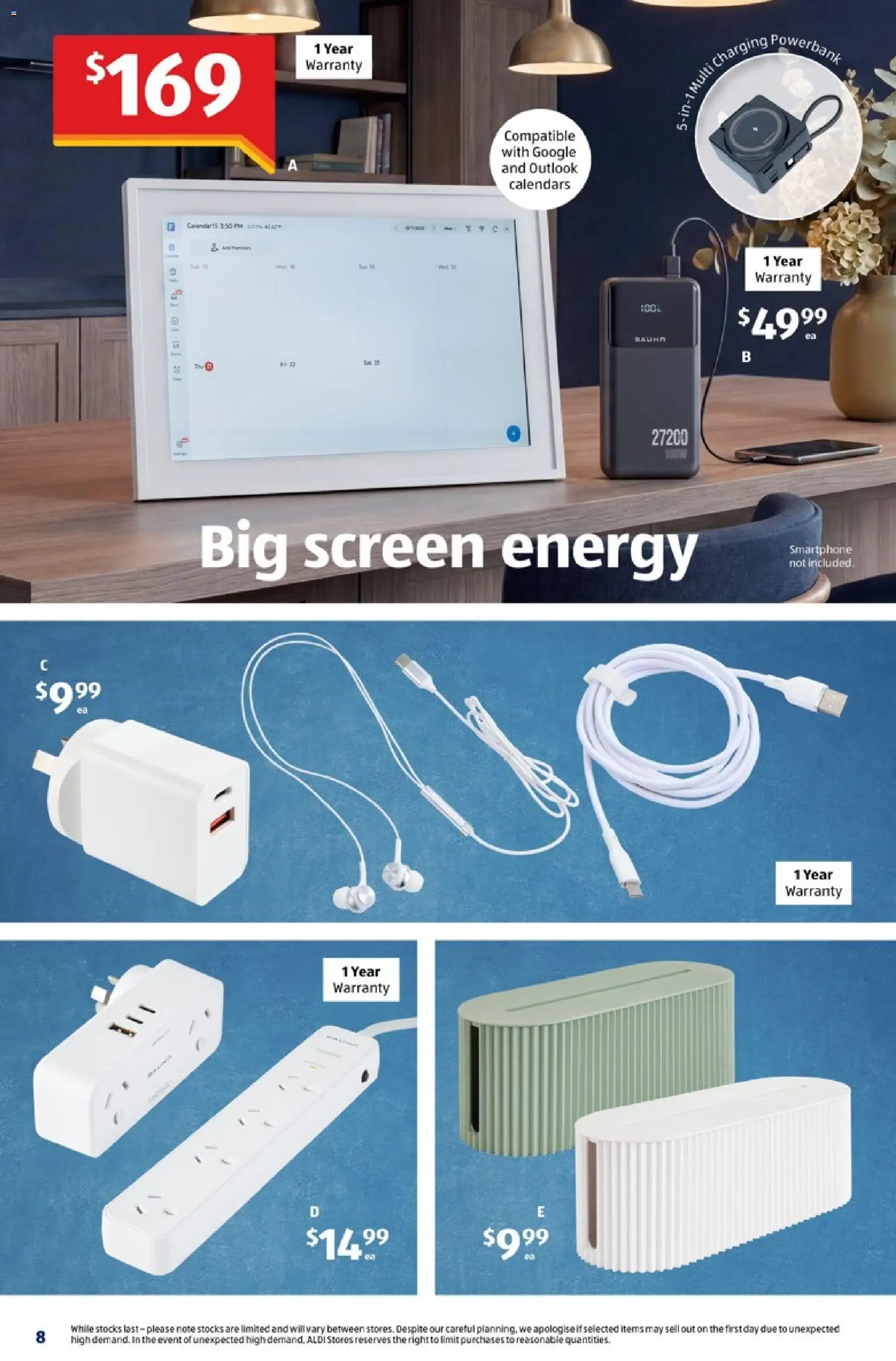 Aldi catalogue - valid from 22/07/2026 | Page: 8 | Products: Charger, Smartphone, Cable, Screen