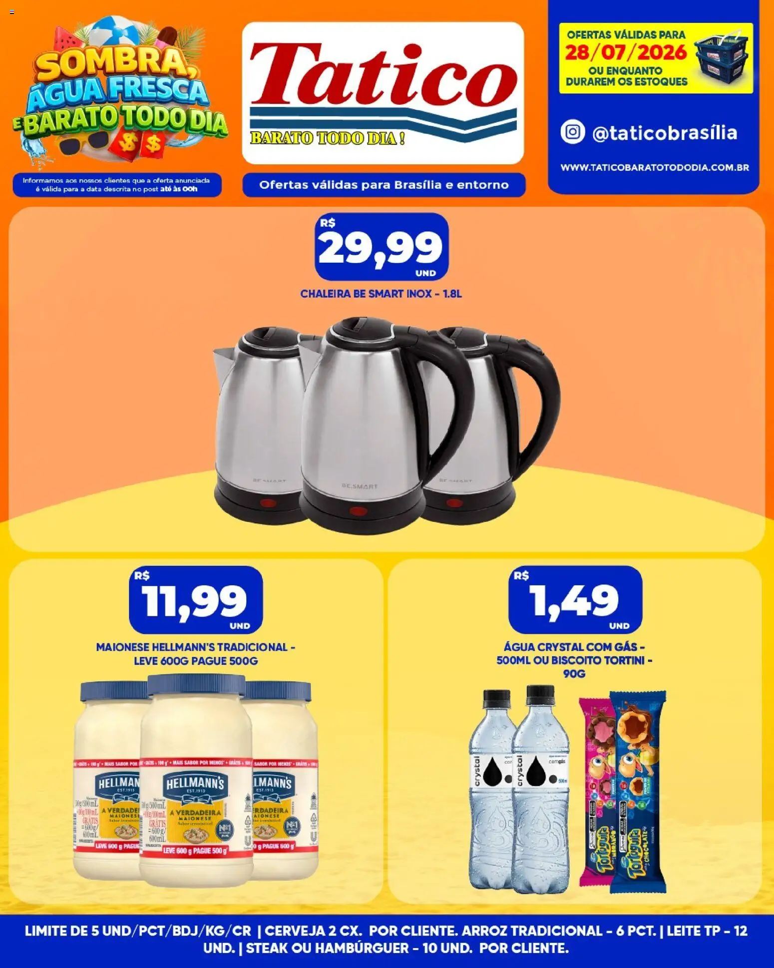 Tatico Folheto - válido de 28/07/2026 | Página: 12 | Produtos: Chocolate, Cerveja, Hambúrguer, Maionese