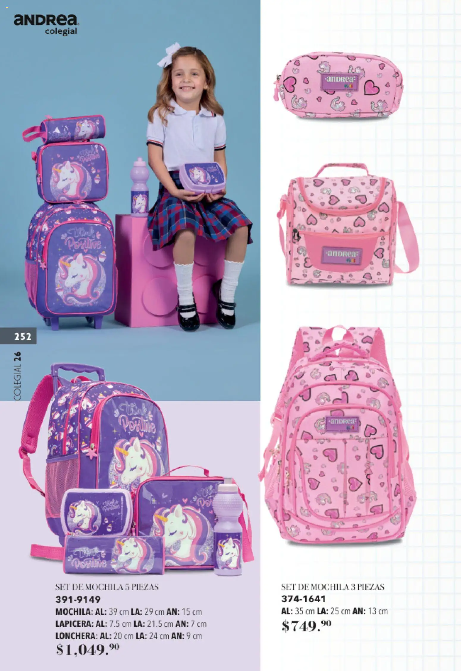 Nuevas ofertas de Andrea válidas en toda la República Mexicana desde el 23/05/2026. ¡Encuentra las mejores ofertas en Andrea catálogo Colegial! | Página: 252 | Productos: Mochila
