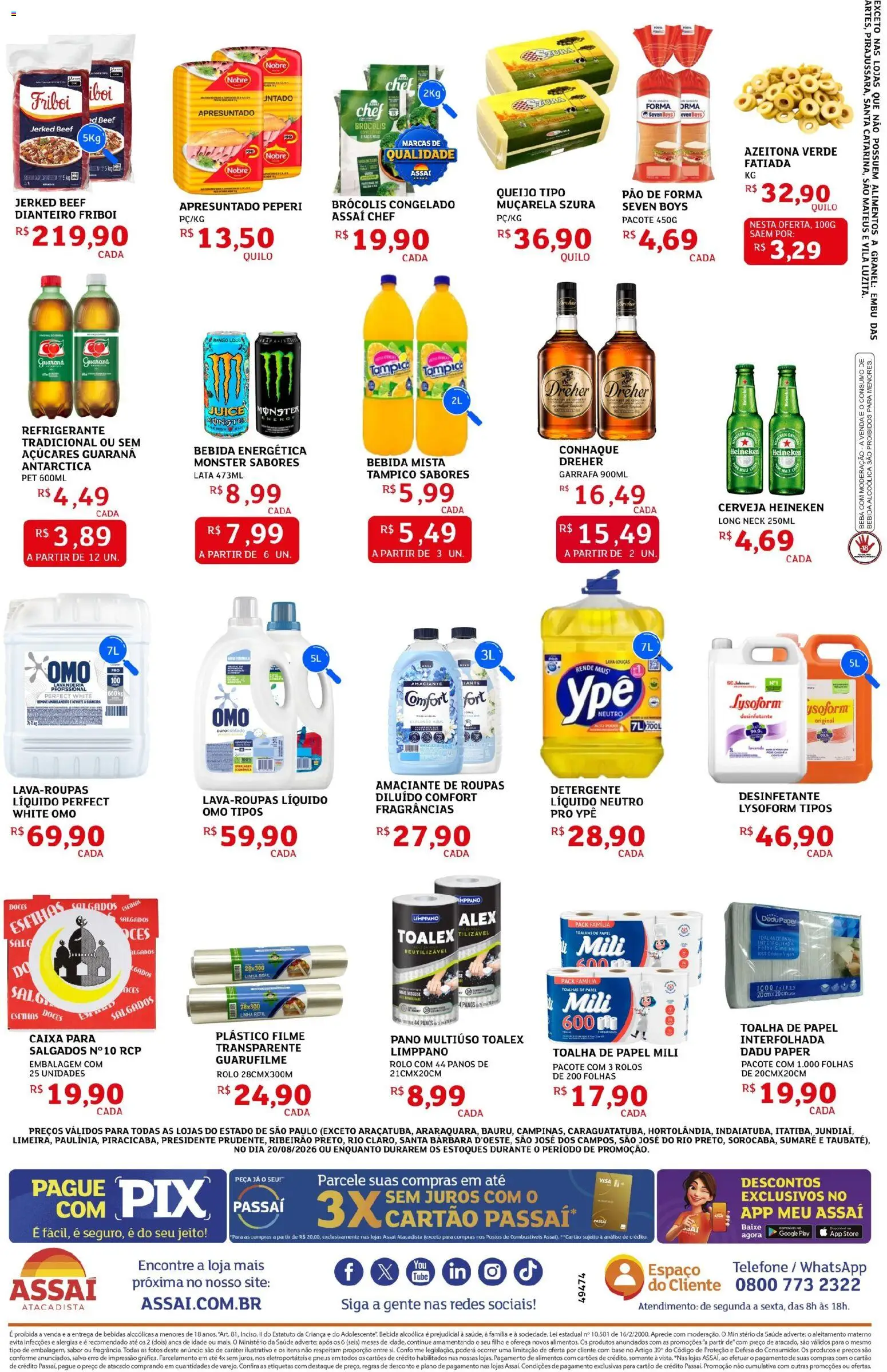 Assaí Atacadista Folheto - válido de 20/08/2026 | Página: 2 | Produtos: Toalhas de papel, Pneus, Doces, Monster