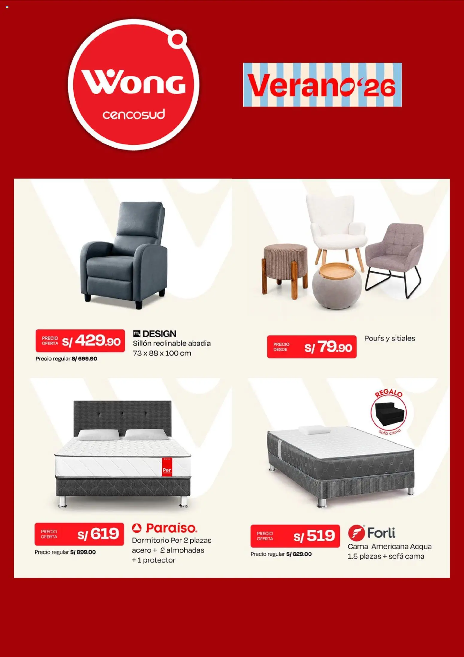 Catálogo Wong válido desde 07/09/2026 | Página: 3 | Productos: Cama, Sofá, Sillón