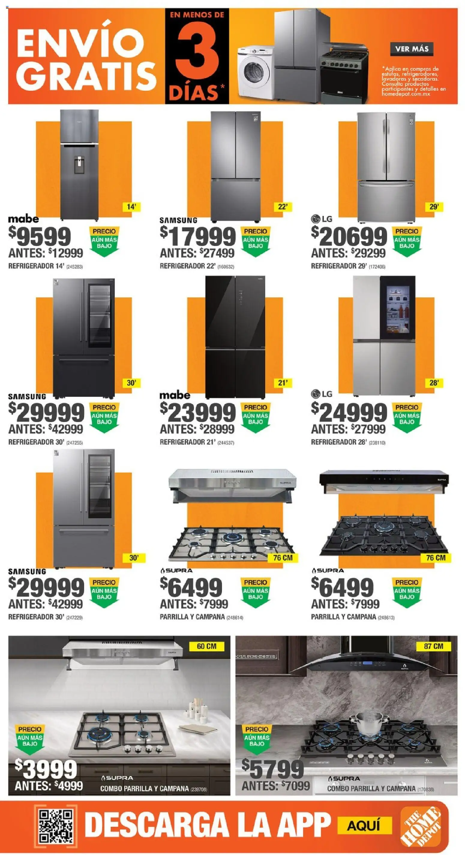 Nuevas ofertas de Home Depot válidas en toda la República Mexicana desde el 13/08/2026. ¡Encuentra las mejores ofertas en Home Depot catálogo! | Página: 3 | Productos: Refrigerador, Parrilla, Campana