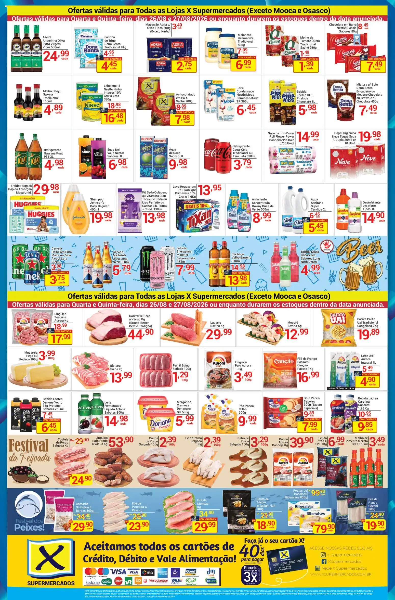 X Supermercados Folheto - válido de 26/08/2026 | Página: 2 | Produtos: Pó, Linguiça, Pernil, Leite em pó