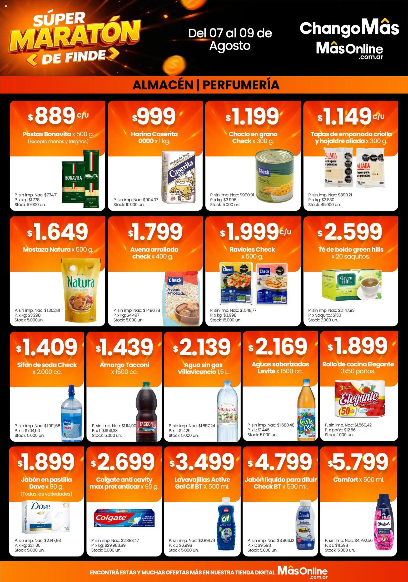 Changomas Súper Maratón de Finde │ válido desde el 07/08/2026 | Página: 2 | Productos: Cocina, Choclo, Jabón líquido, Té