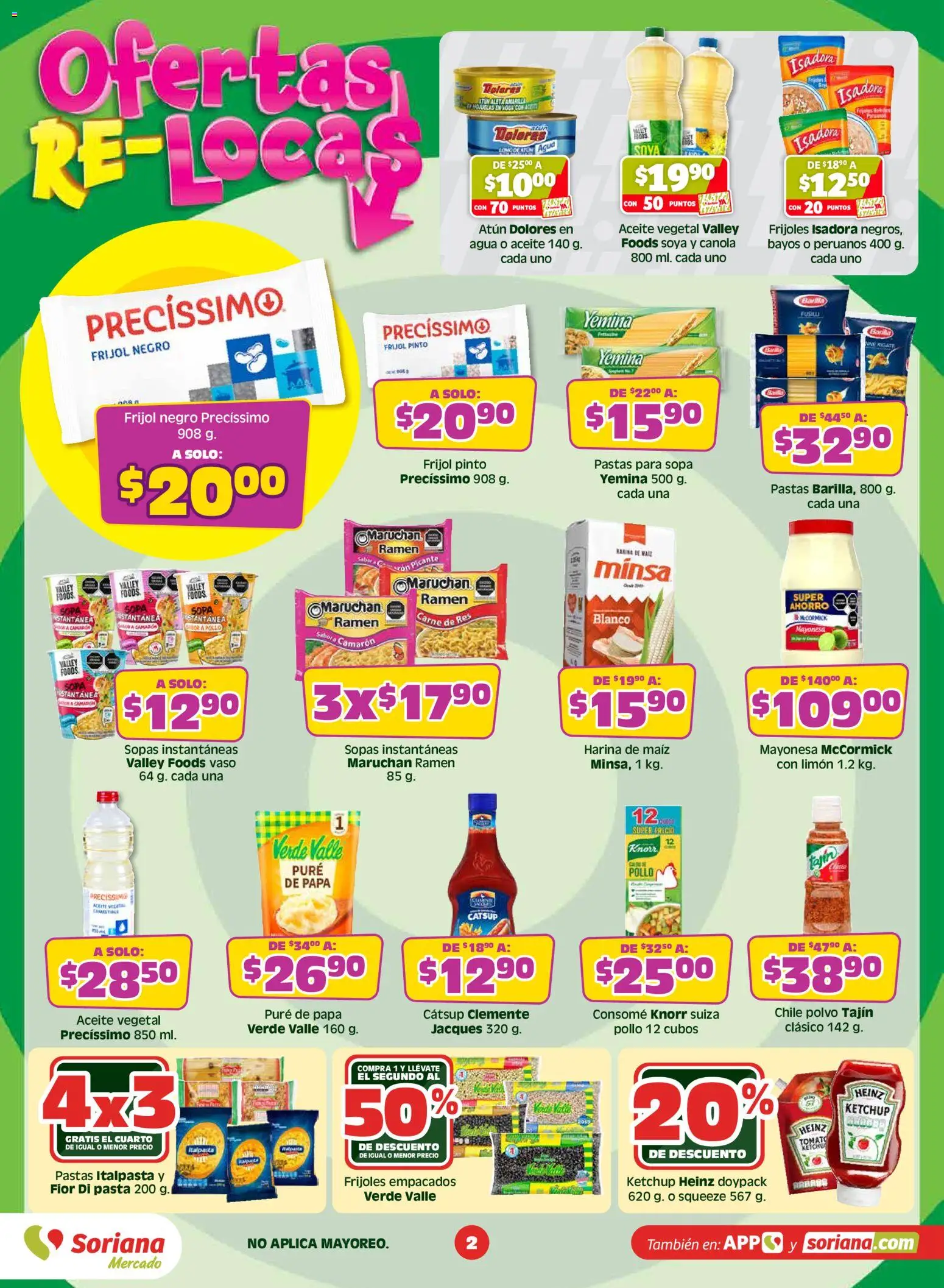 Nuevas ofertas de Soriana válidas en toda la República Mexicana desde el 14.05.2026. ¡Encuentra las mejores ofertas en Soriana Ofertas Re Locas Mercado Nacional! | Página: 2 | Productos: Pollo, Maíz, Agua, Limón