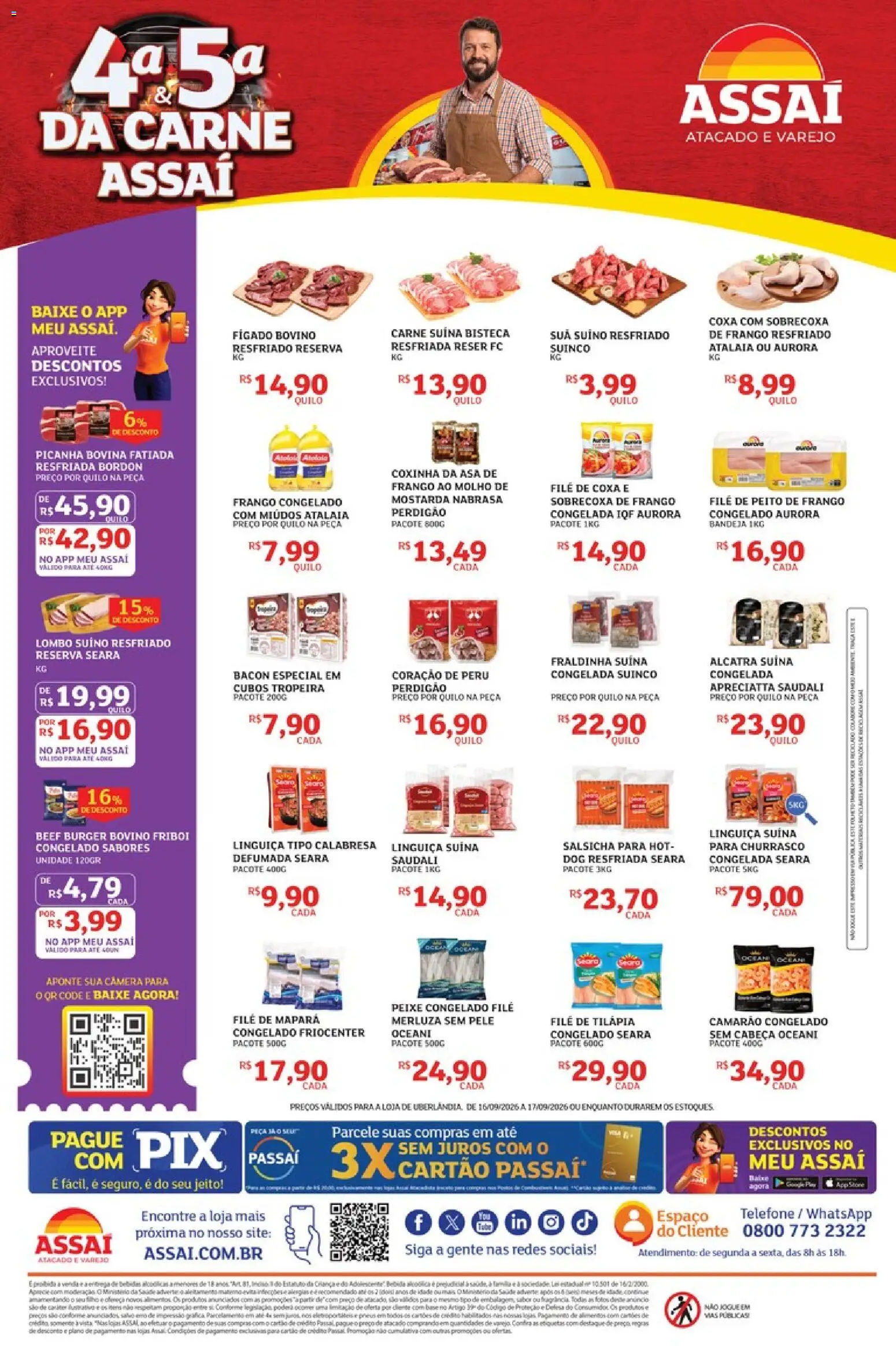Assaí Atacadista Folheto - válido de 16/09/2026 | Página: 2 | Produtos: Asa de frango, Camarão, Bacon, Peito de frango