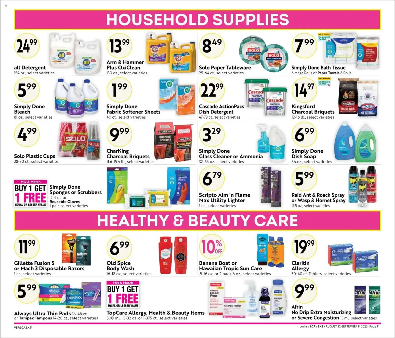 Lucky Supermarkets Big Book of Savings - valid from 08/12/2026 | Page: 11 | Products: Charcoal, Soap, Detergent, Body Wash